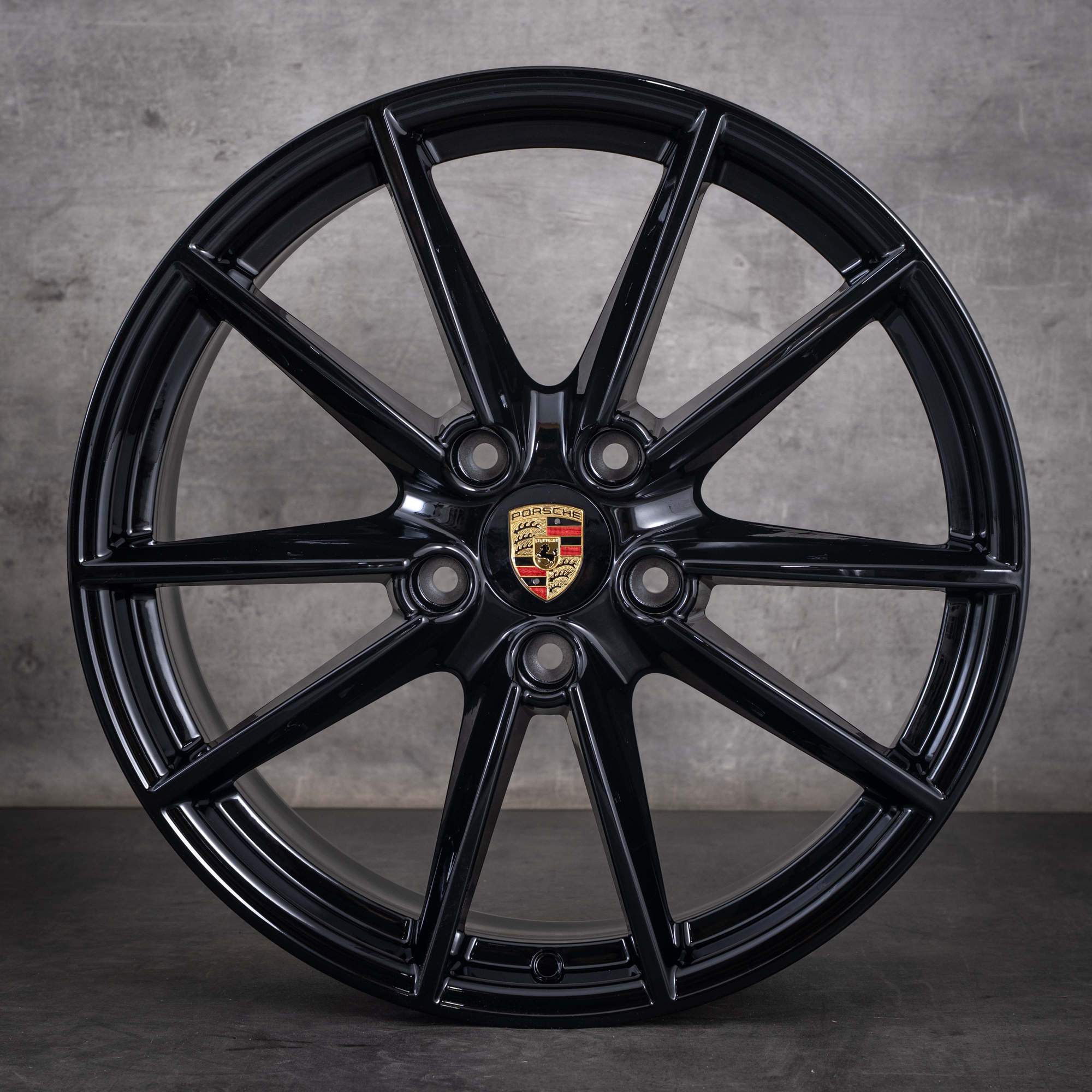 Original Porsche 992 I 20 21 Zoll Felgen 992601025C 992601025E Carrera S Rad schwarz glanz lackiert - Felge 4 von 4