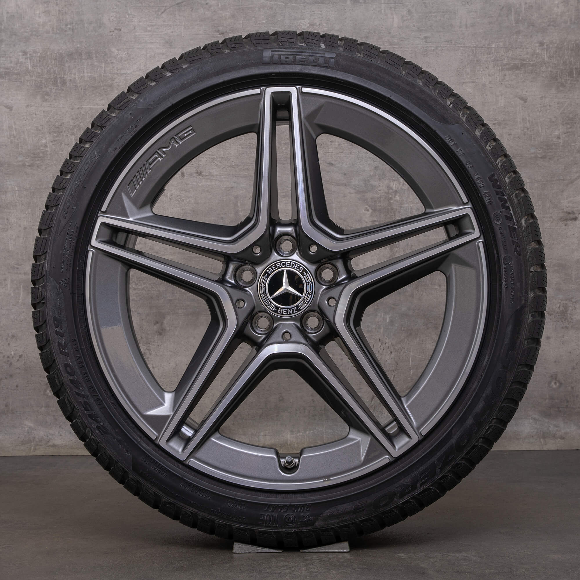 Original Mercedes Benz CLS AMG vinterhjul 19 tommer C257 fælge A2574011500 himalaya grå blank drejet