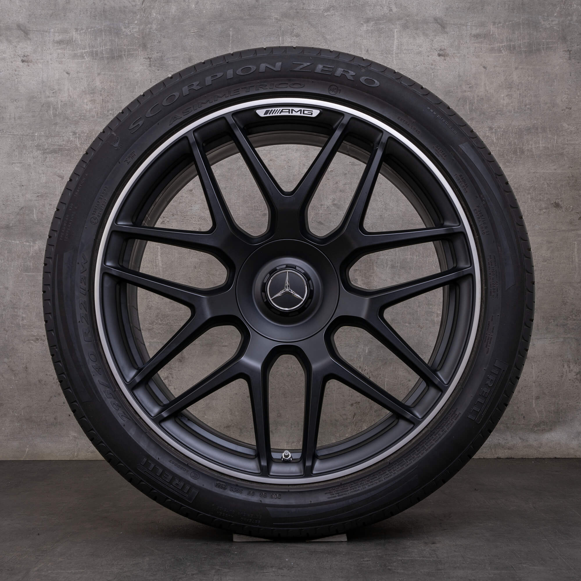 Alkuperäiset Mercedes Benz G-sarjan G63 AMG-vanteet 22 tuumaa, W465 ja W463A kesäpyörät, A4634012000, musta, matta, kiillotettu