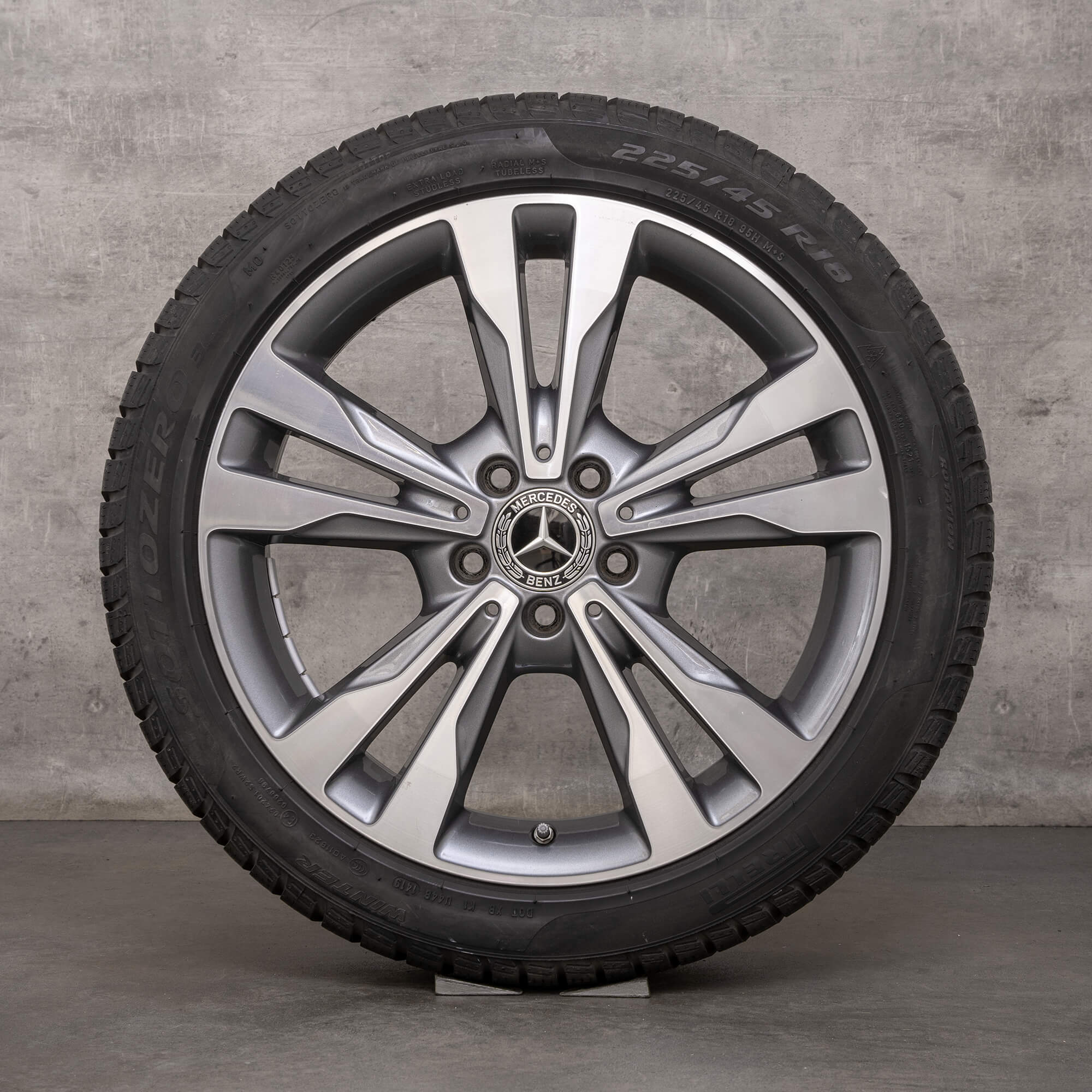 Jantes de inverno genuínas Mercedes Benz Classe C 18 polegadas W205 S205 C205 A205 jantes A2054012802 himalaia cinzento brilhante torneado