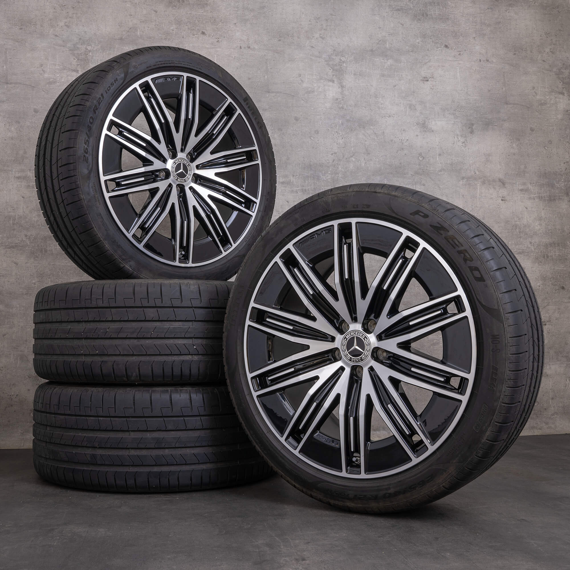Originální disky Mercedes Benz EQE AMG 21" SUV X294 letní kola A2944011200 černá lesklá soustružená