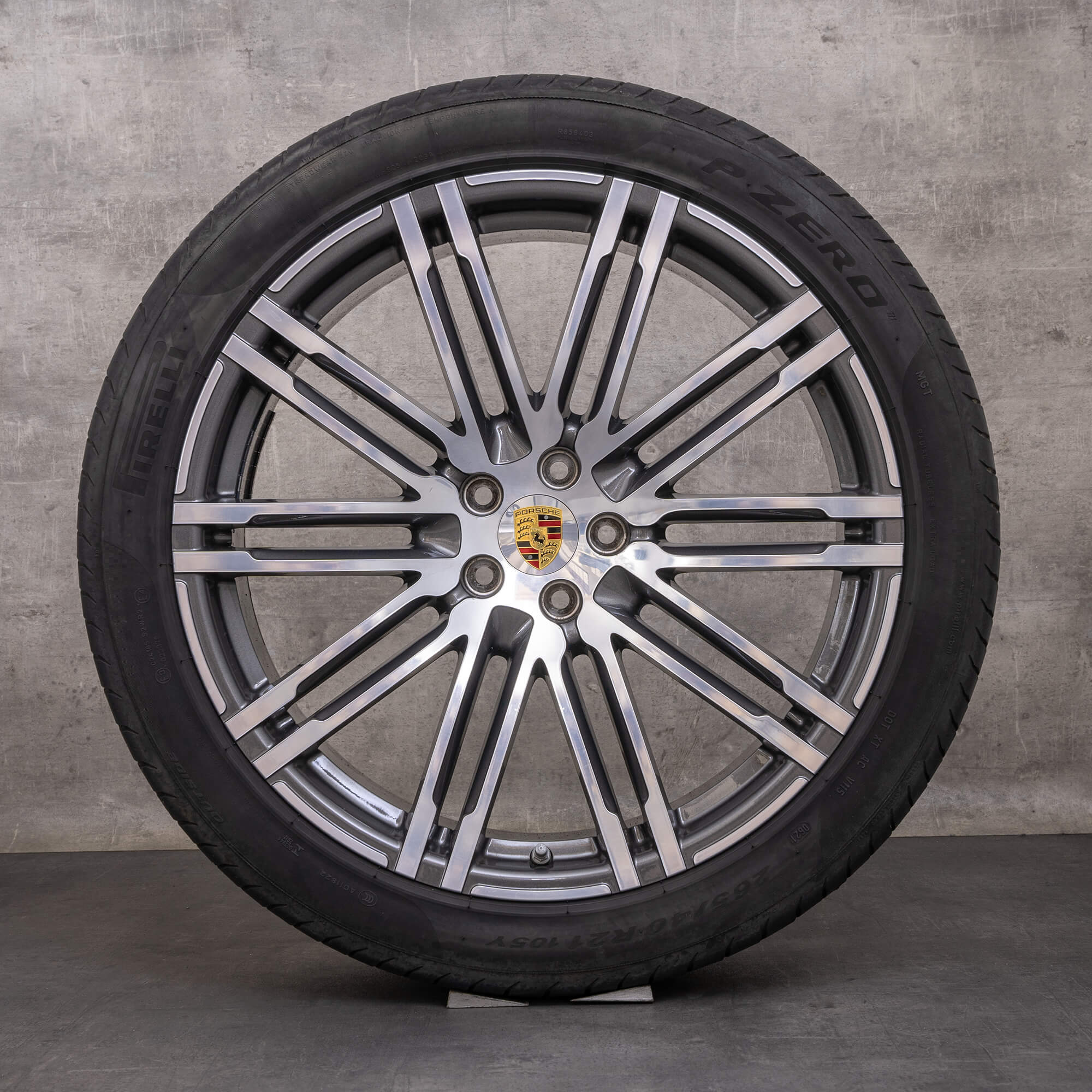 Original Porsche Macan I Felgen 21 Zoll Sommerräder 95B601025AT 95B601025BA titan glanzgedreht