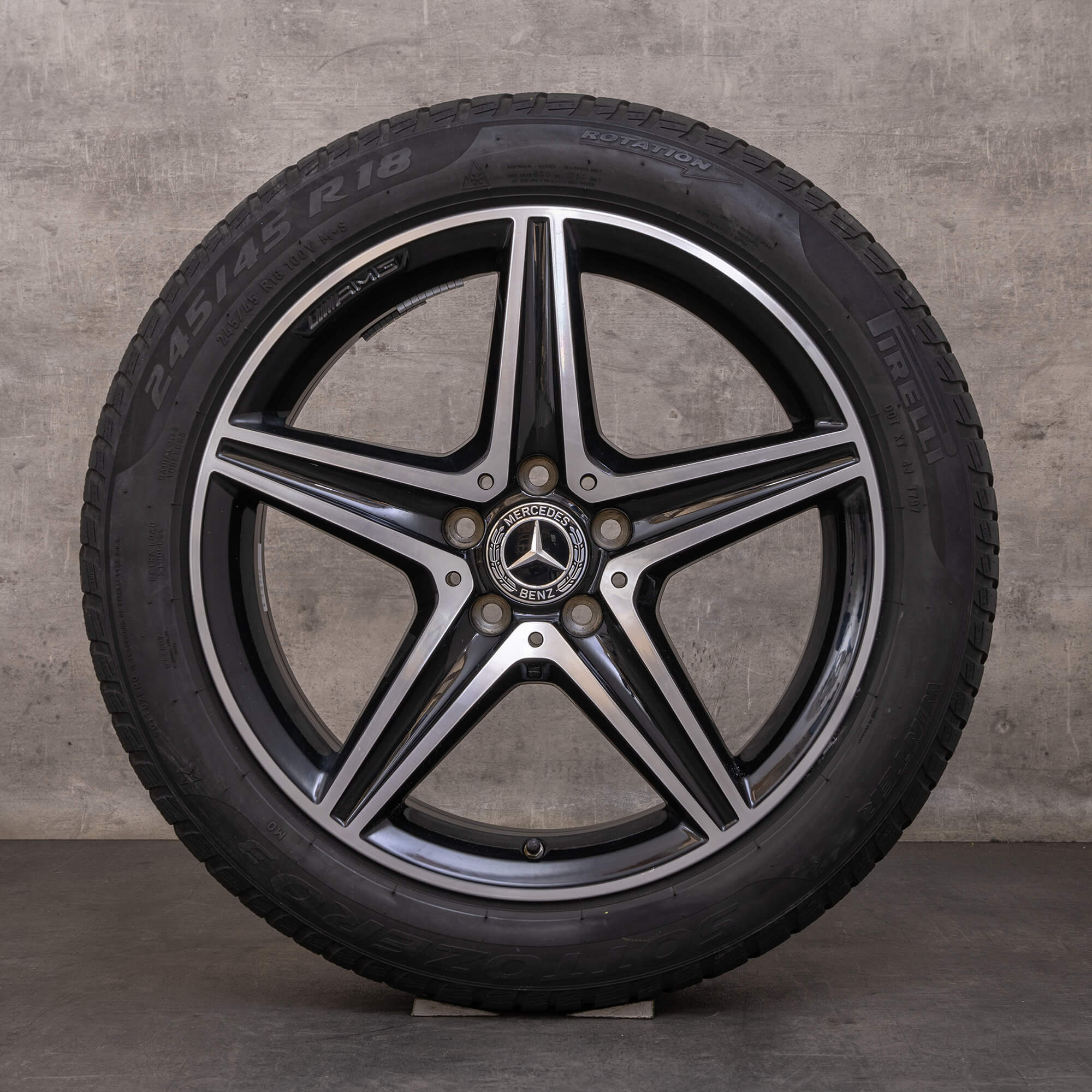 Original Mercedes Benz E-Klasse AMG Winterräder 18 Zoll W213 S213 A238 C238 E300 Felgen A2134011800 A2134011900 schwarz glanzgedreht