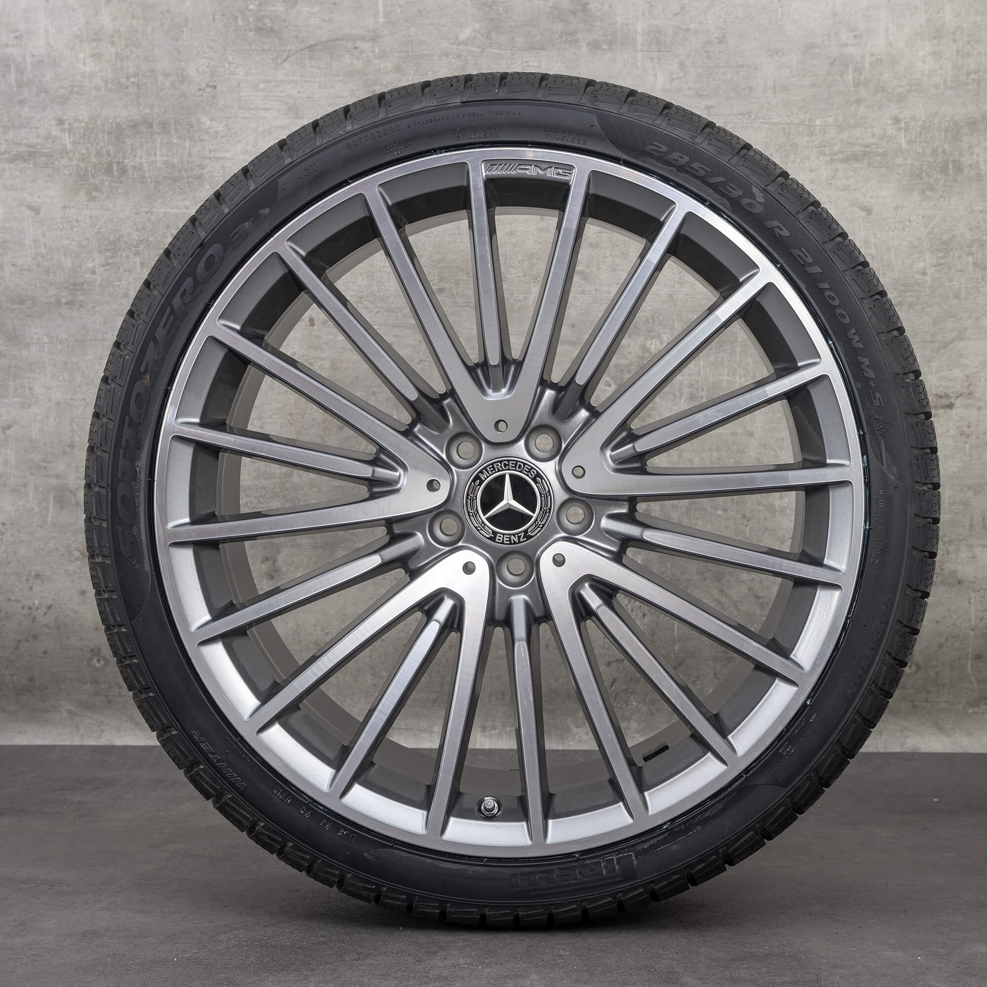 Oryginalne koła zimowe Mercedes Benz Klasa S 21 cali W223 X223 felgi A2234011700 A2534011800 himalaya szare polerowane NOWE