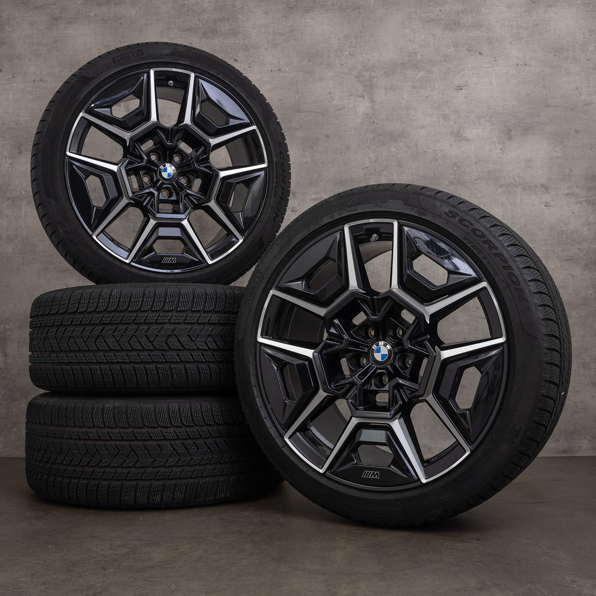 Original BMW XM Winterräder 22 Zoll G09 Felgen Styling 922 M 1543987 1543988 jet blach glanzgedreht