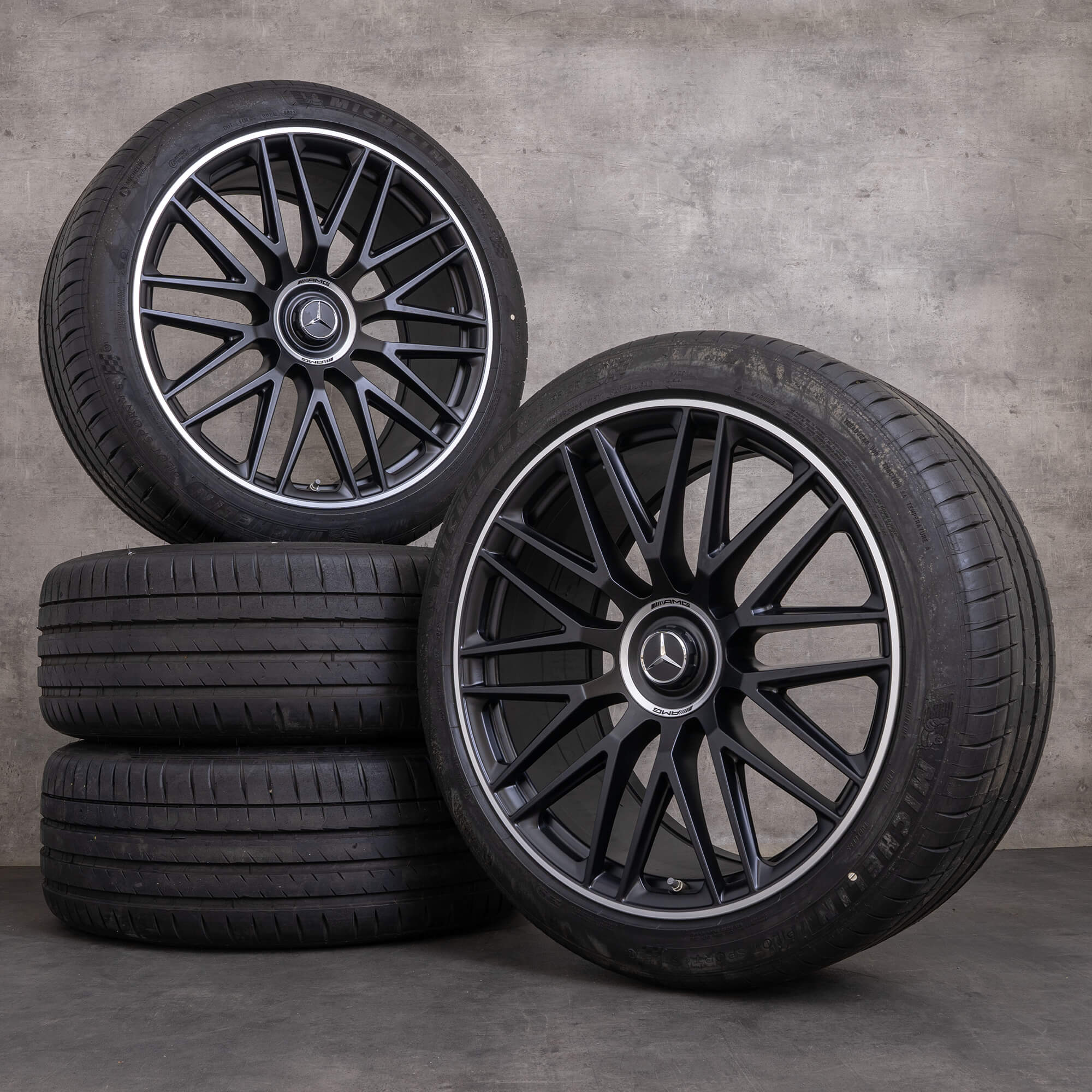 Originální alu kola Mercedes Benz GLS 63 AMG 23 palců SUV X167 4Matic letni A1674018500 A1674018600 černá matná lesklá soustružená NOVÁ