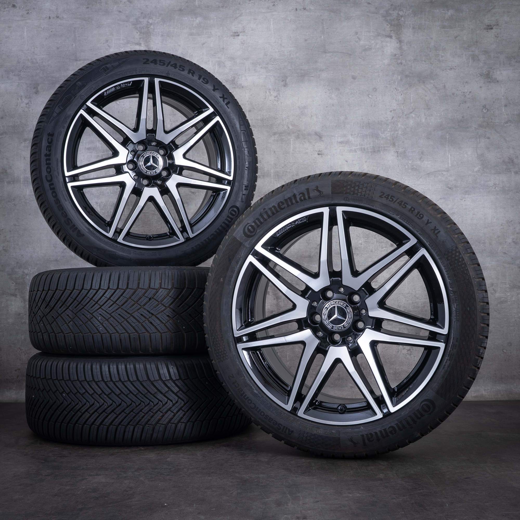 Jante originale Mercedes-Benz Clasa V AMG roți de vară 19 inci model W447 cod A4474015100 negre cu suprafața frontală diamantată