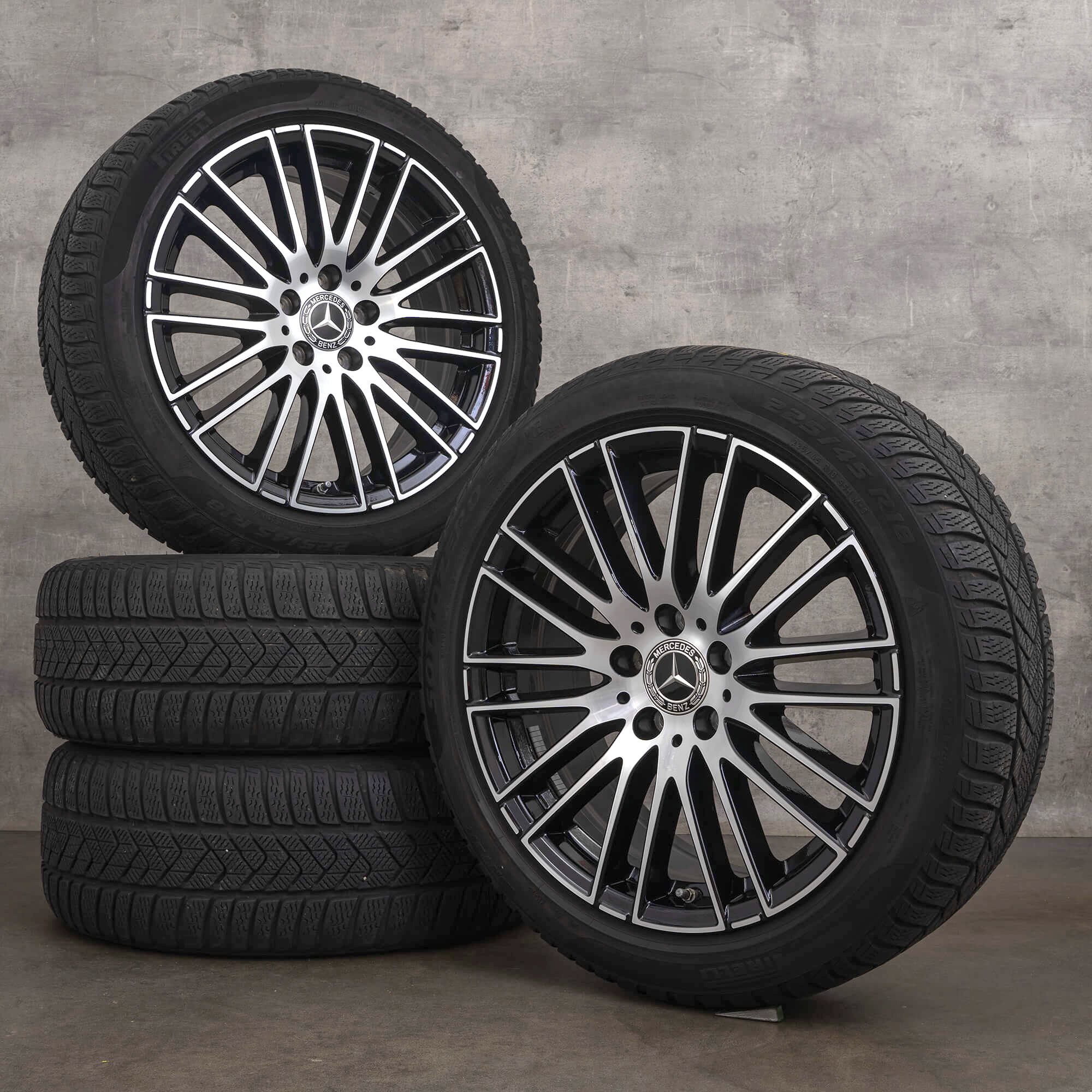 Orijinal Mercedes Benz C-Class kış jantları 18 inç W206 S206 jantlar A2064014900 siyah parlak DOT 22