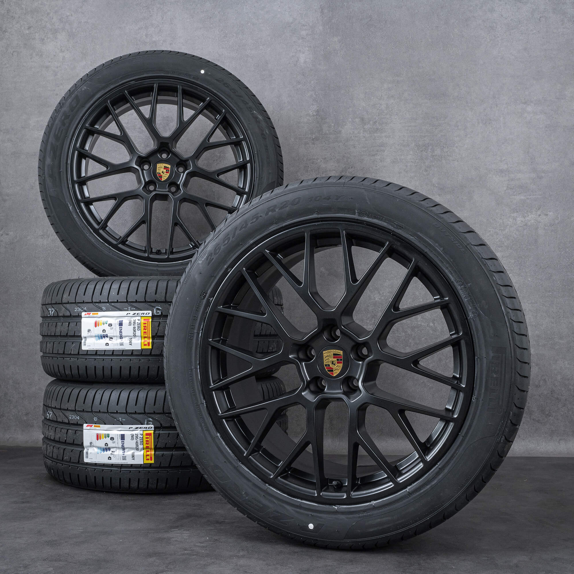 Original Porsche Macan Felgen 20 Zoll I & II Sommerräder RS Spyder 95B601025DS 95B601025DT schwarz seidenmatt