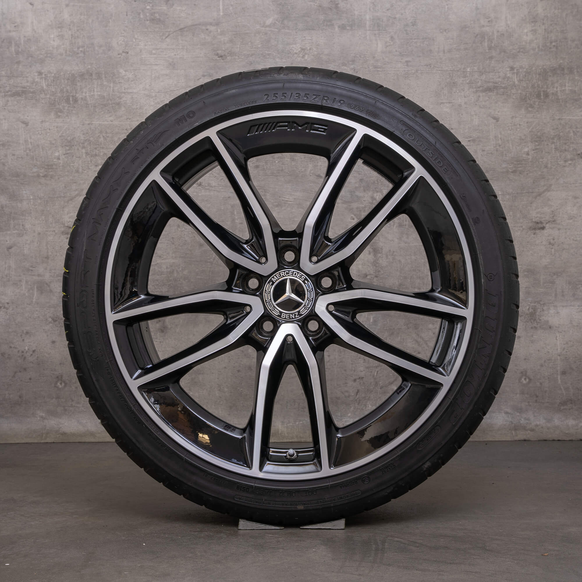 jantes Mercedes Benz C43 AMG de 19 polegadas W205 S205 C205 A205 rodas verão A2054010701 A2054010801 preto brilhante torneado