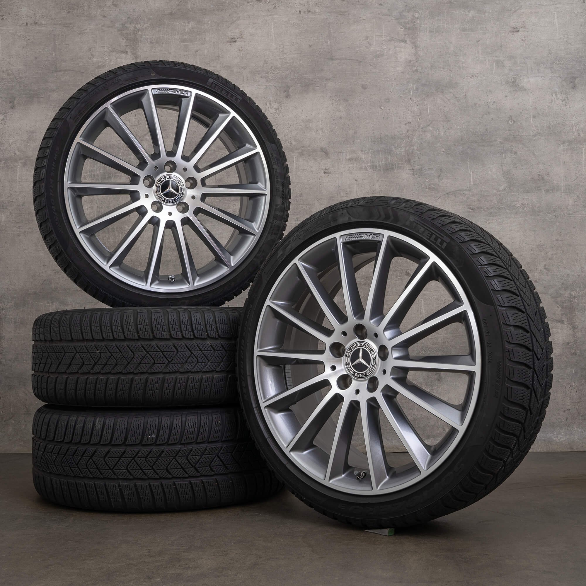 Oryginał AMG Mercedes Klasy B CLA koła zimowe 19 cali W177 V177 W247 C118 X118 Felgi opony A1774011600 himalaya szary