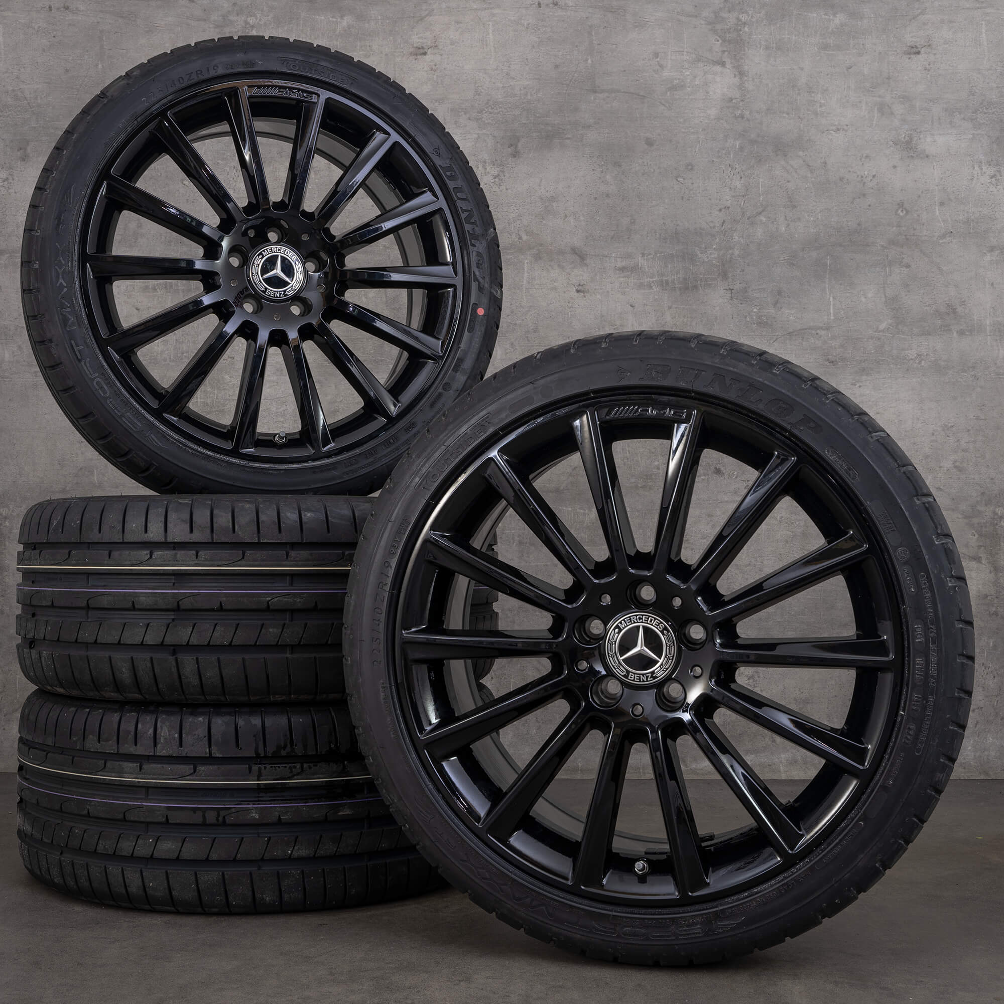 Jantes Mercedes Benz Classe C AMG de 19 polegadas W205 S205 C205 A205 jantes verão A2054011300 A2054011400 preto brilhante
