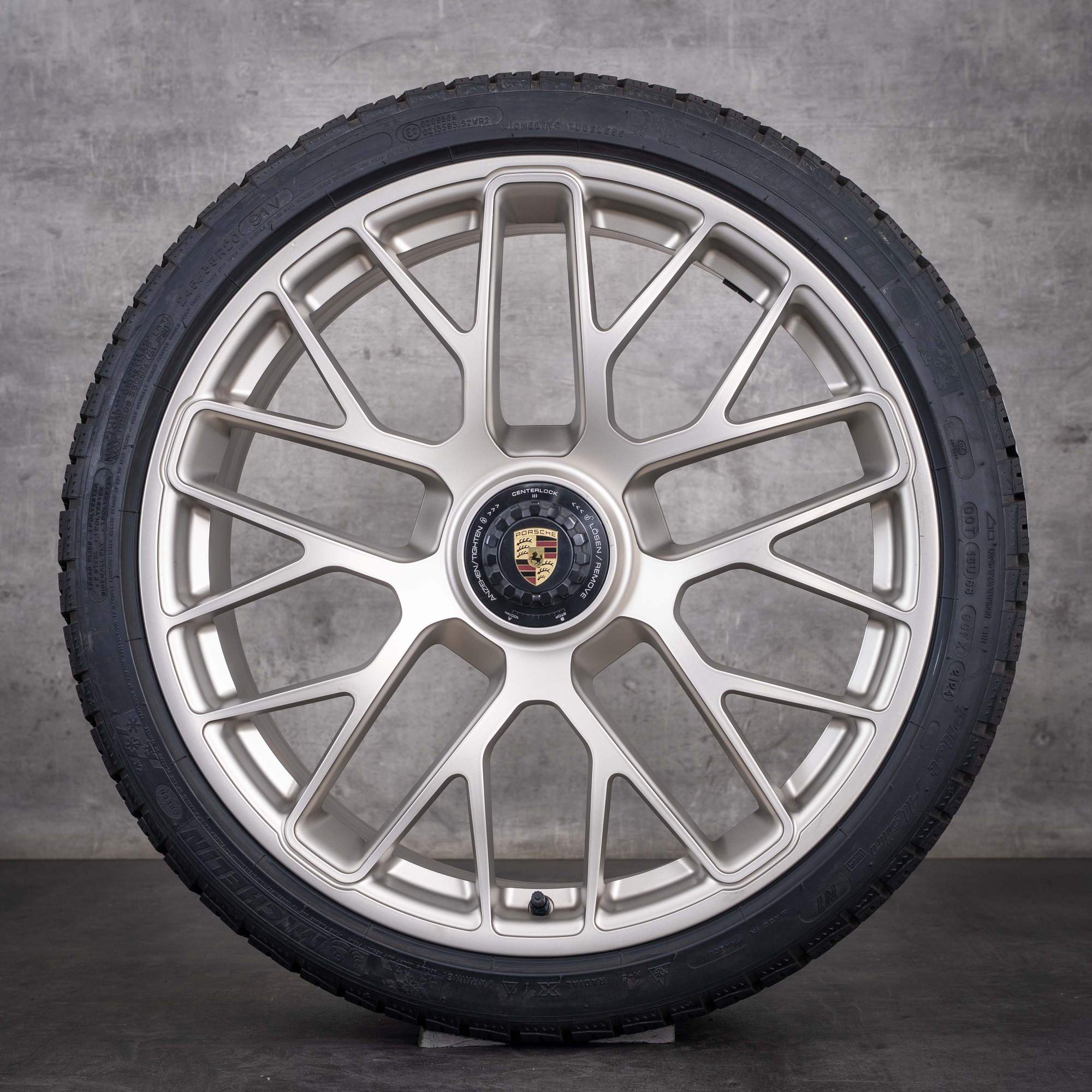 Original Porsche 991 Winterräder 20 Zoll 991 II Targa 4 GTS Turbo Felgen 99136216234 99136216634 weißgold matt