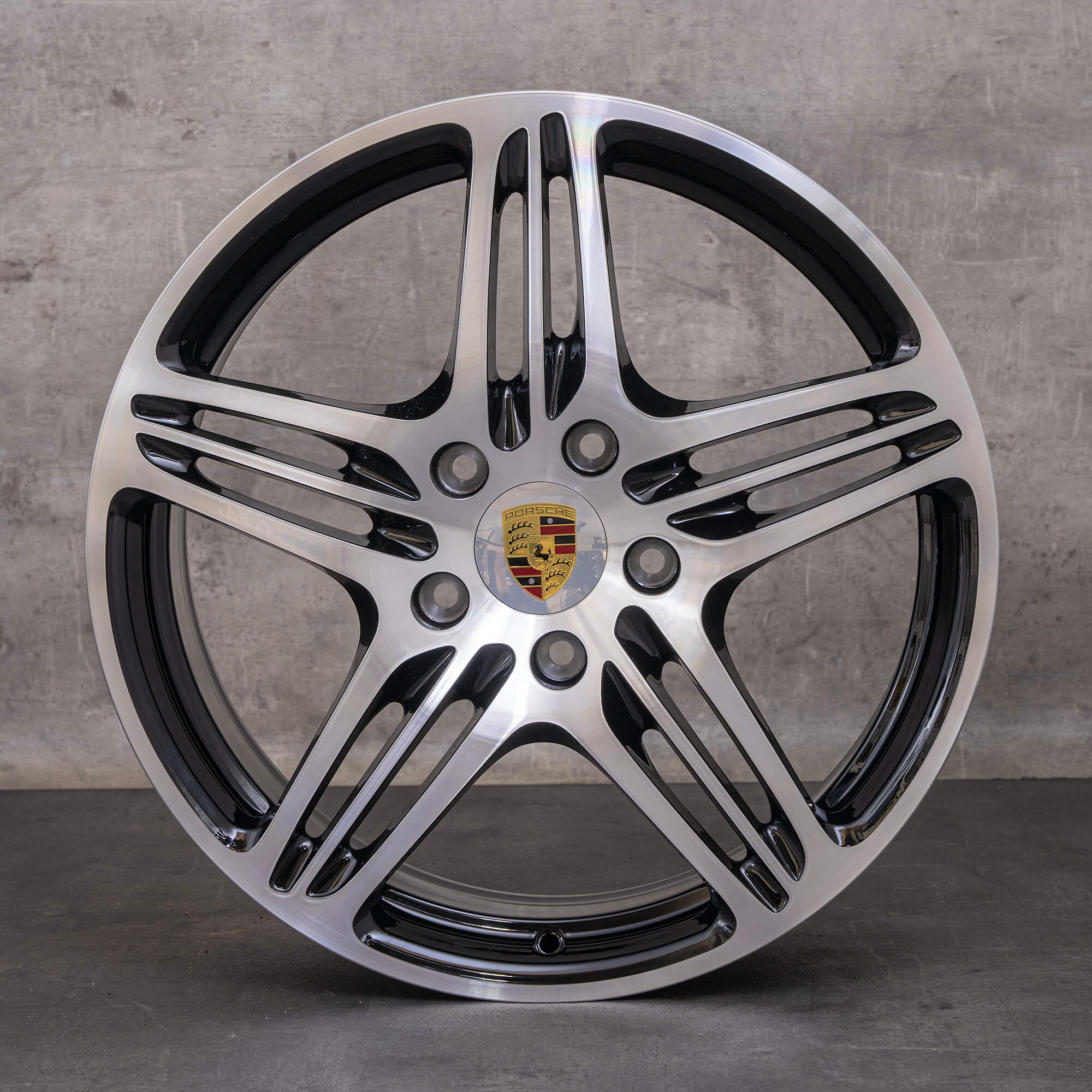 Originale Porsche 911 fælge 19 tommer 997 Turbo & S 99736215605 99736216202 sort poleret