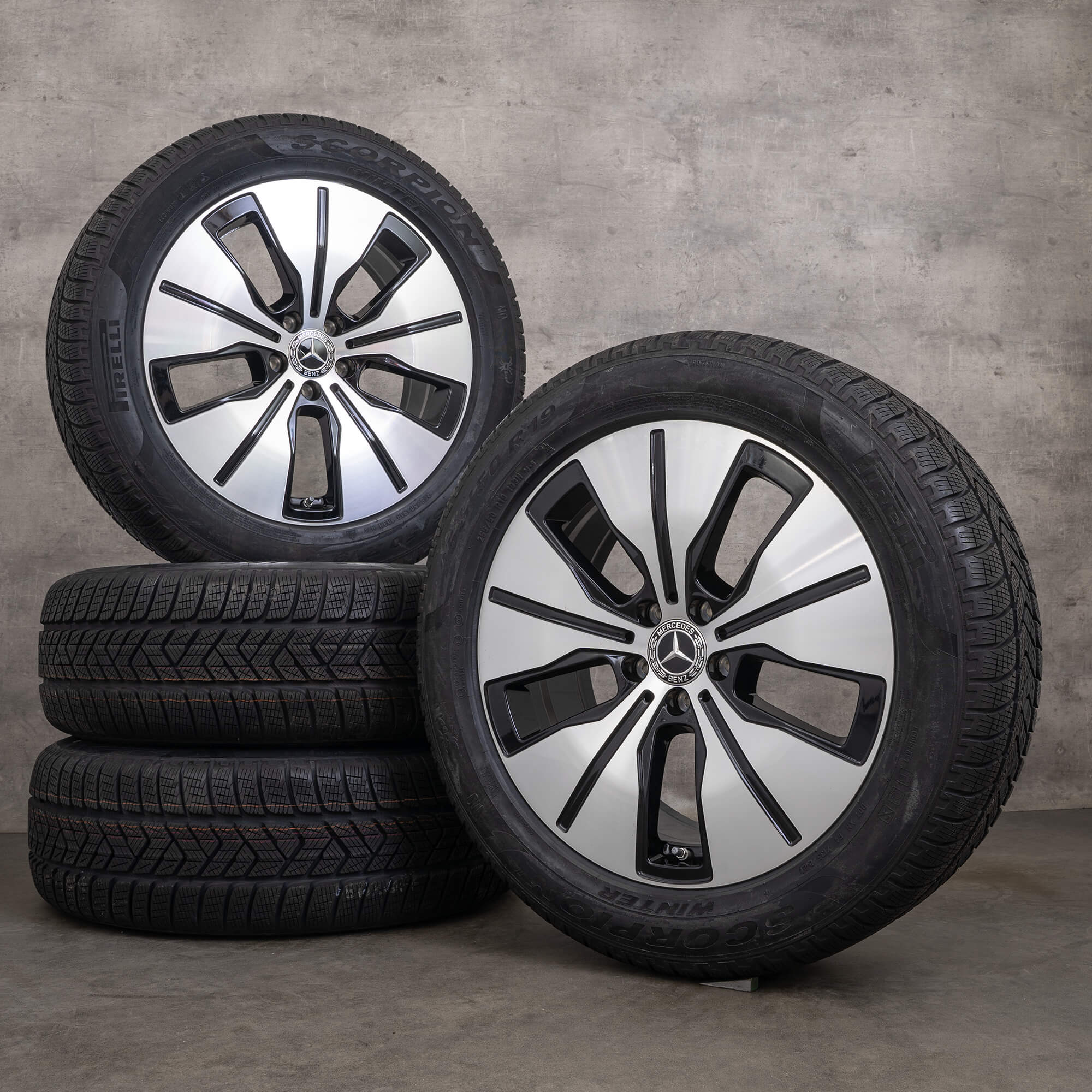 Jantes d'origine Mercedes Benz EQC 19 pouces N293 roues hiver A2934011200 A2934010100 pneus noirs avec un brillant