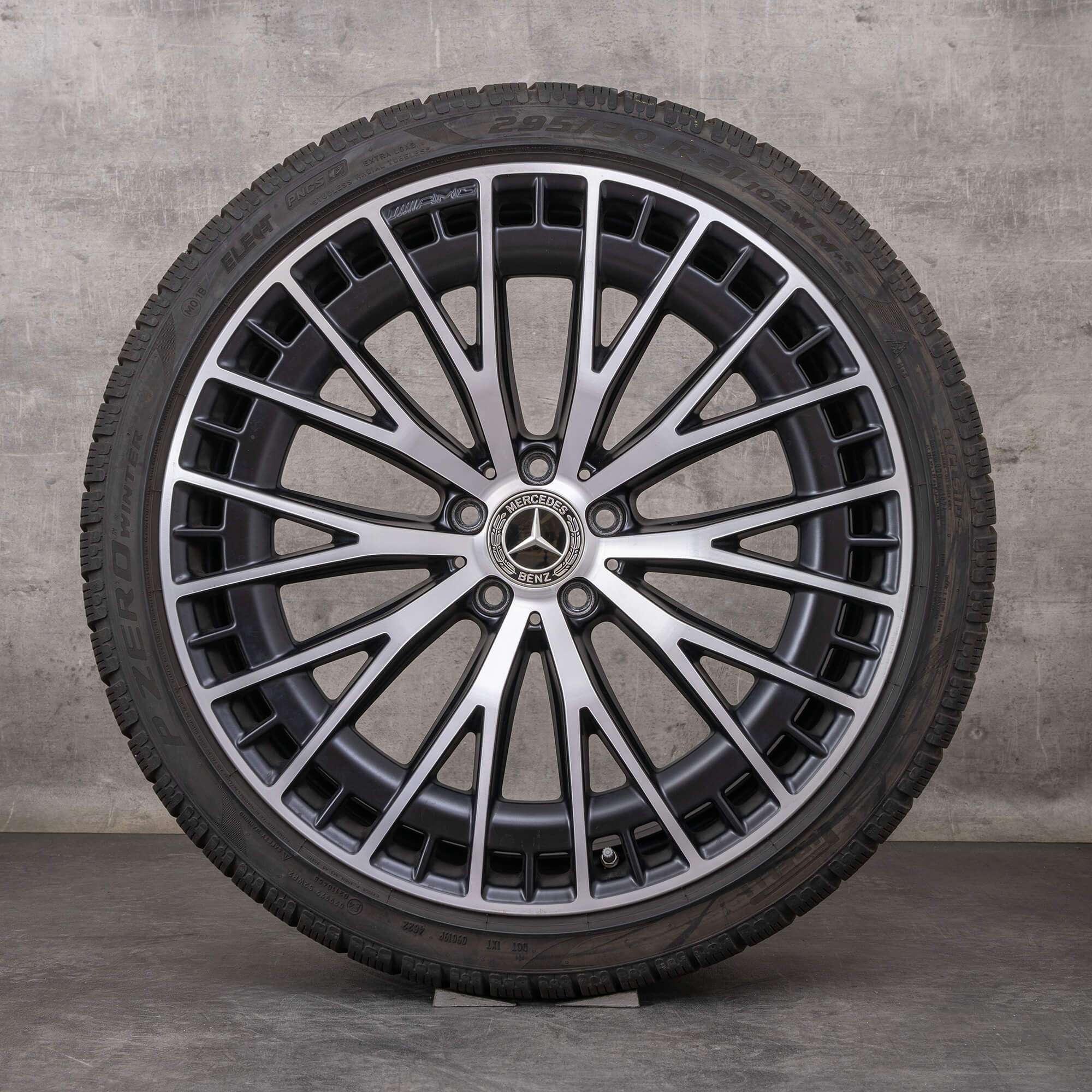 Oryginalne koła zimowe Mercedes Benz EQE 43 53 AMG 21 cali V295 4Matic Felgi A2954012900 A2954013000 czarny mat Polerowane