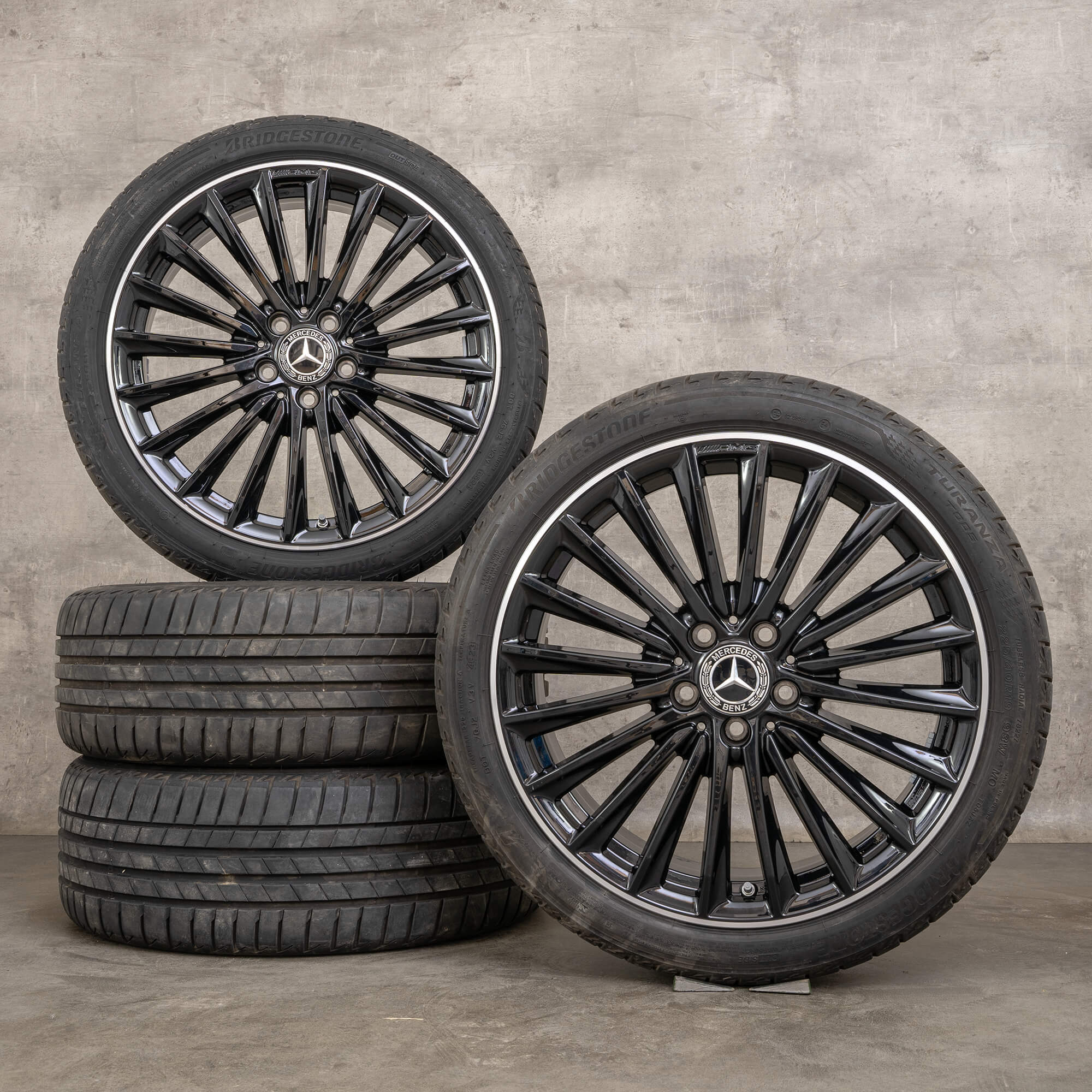 Orijinal AMG Mercedes Benz A B Sınıfı CLA jantlar 19 inç W177 W247 C118 X118 yaz jantları A1774014200 himalaya gri parlak tornalanmış