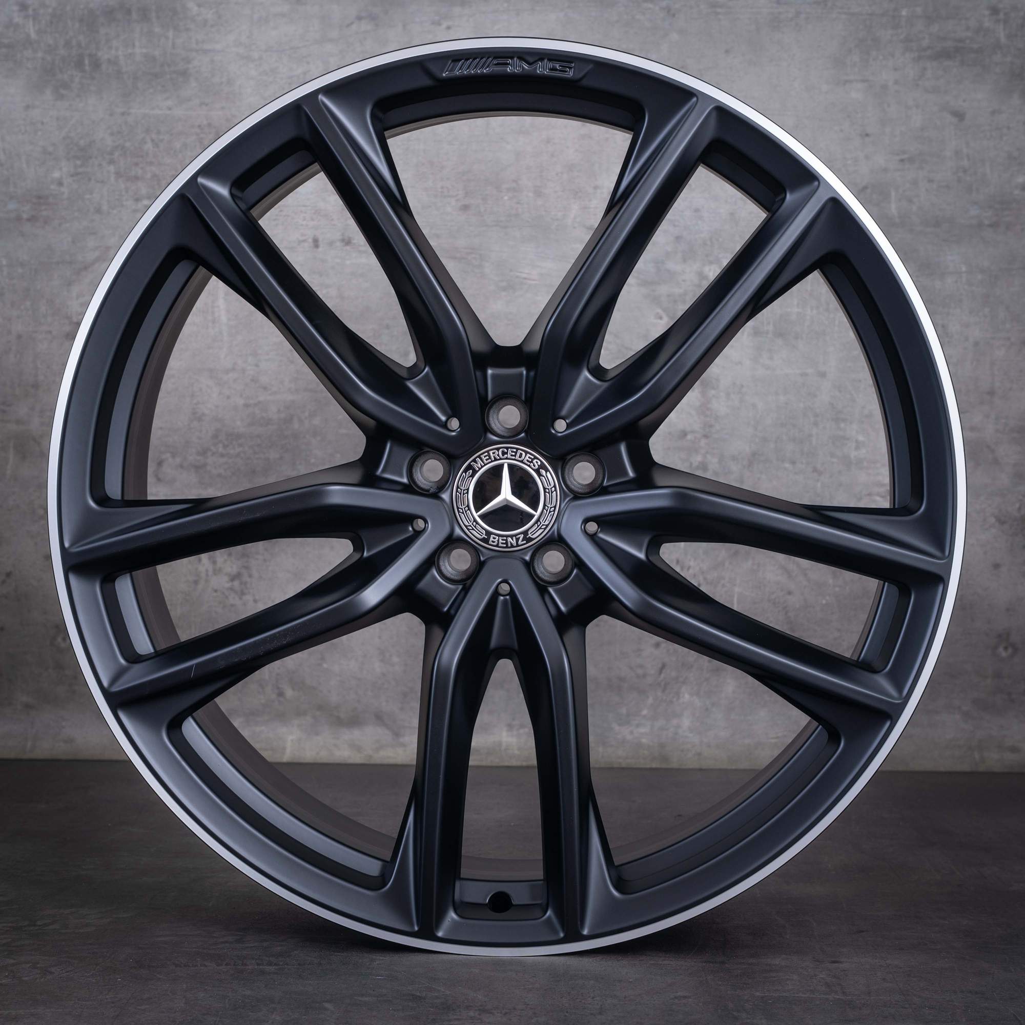 Original Mercedes-Benz GL GLS AMG-fälgar 23 tum X167 A1674017700 A1674017800 svarta matt kant frontpolerad NYA