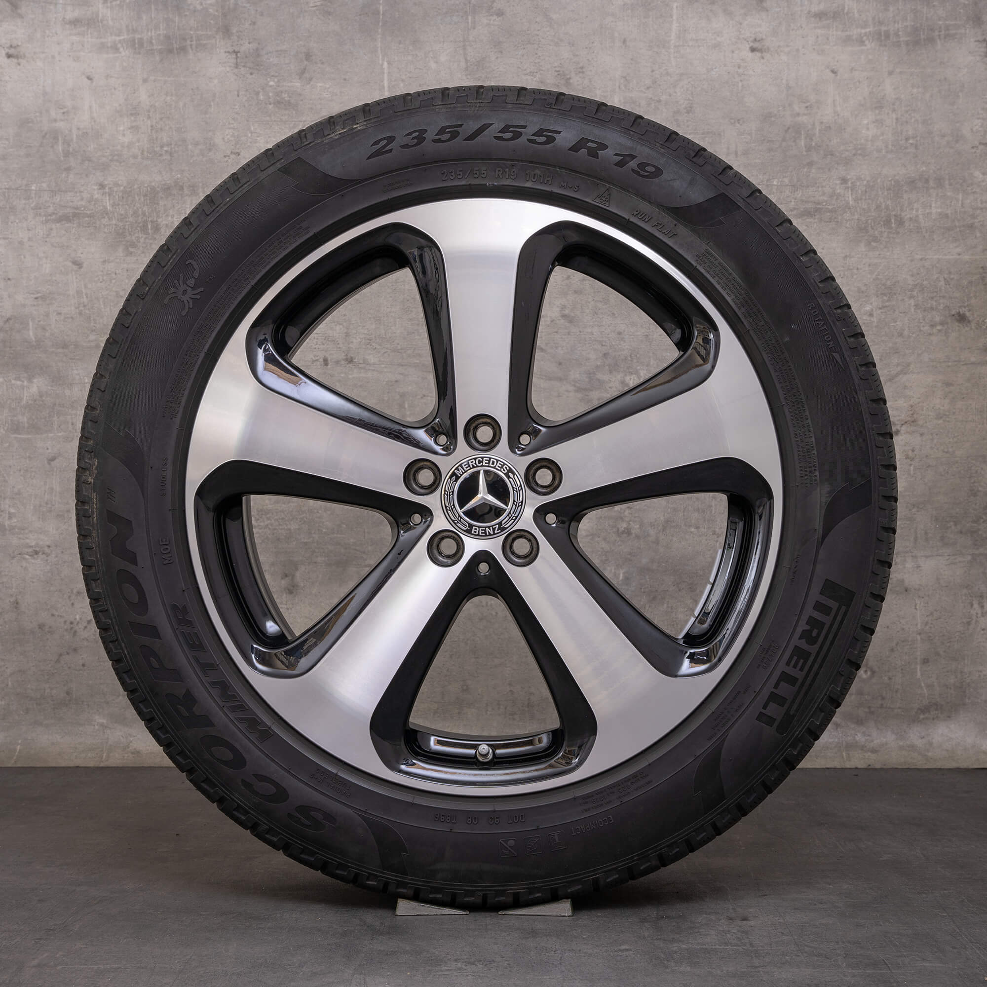 Orijinal Mercedes Benz GLC & 43 Winterrder 19 inç X253 C253 jantlar A2534011000 siyah parlak tornalanmış