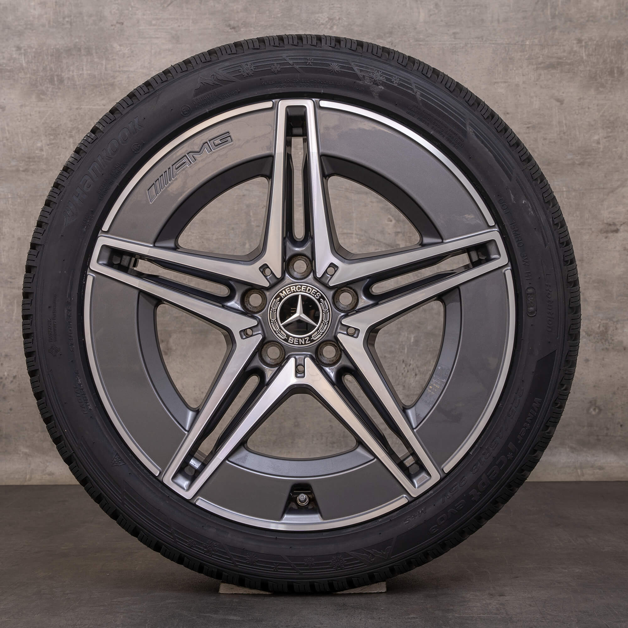 Original Mercedes Benz C-Klasse AMG Winterräder 18 Zoll W206 S206 Felgen A2064011700 A2064011800 himalaya grey glanzgedreht