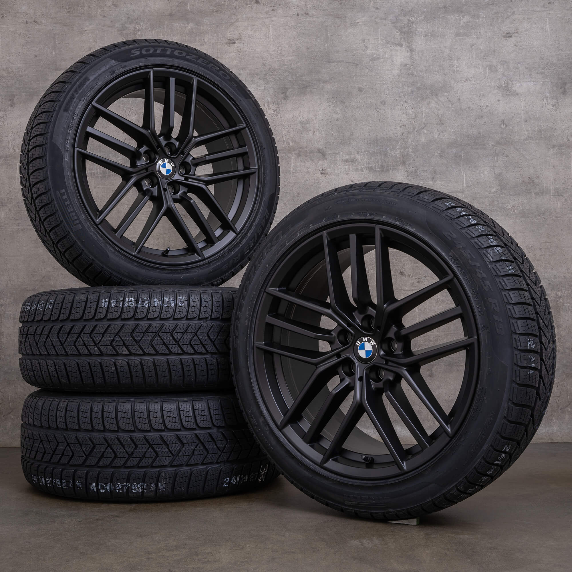 Original BMW 5-serie i5 vinterhjul 19-tommers G60 G61 felger styling 933 5A324D6 svart matt NY