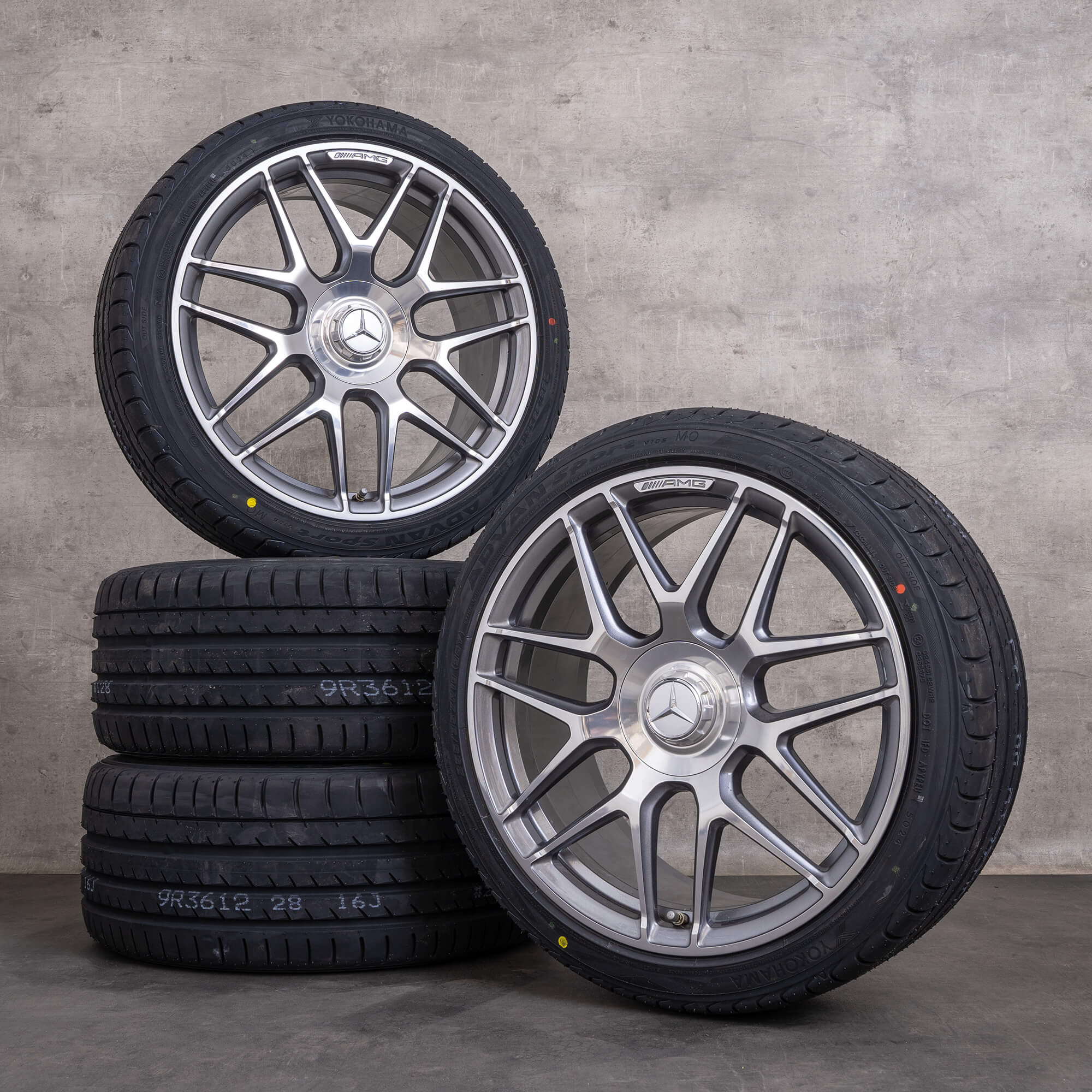 Original Mercedes Benz CLA 45 & S AMG Felgen 19 Zoll C118 X118 Sommerräder A1774012400 himalaya grey glanzgedreht