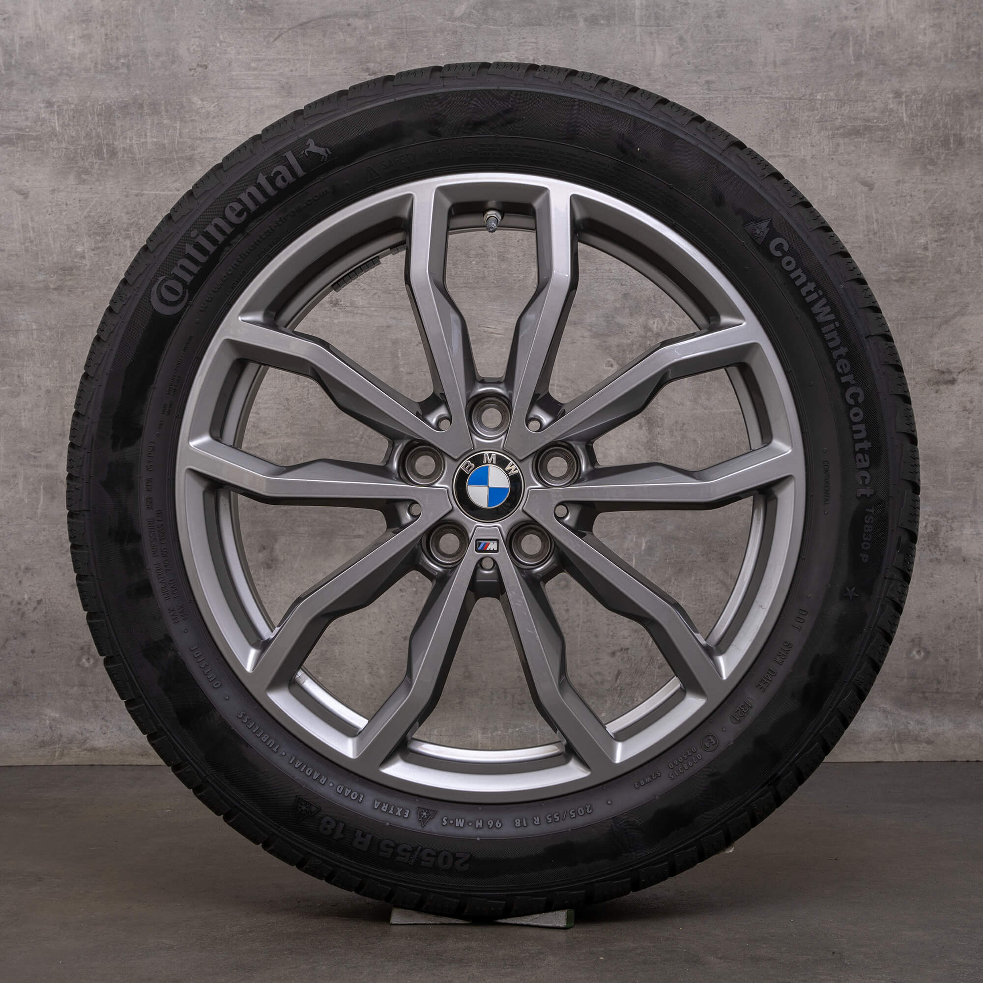 Original BMW X1 X2 vinterhjul 18-tommers F48 F39 felger styling 771 M 6877550 jerngrå