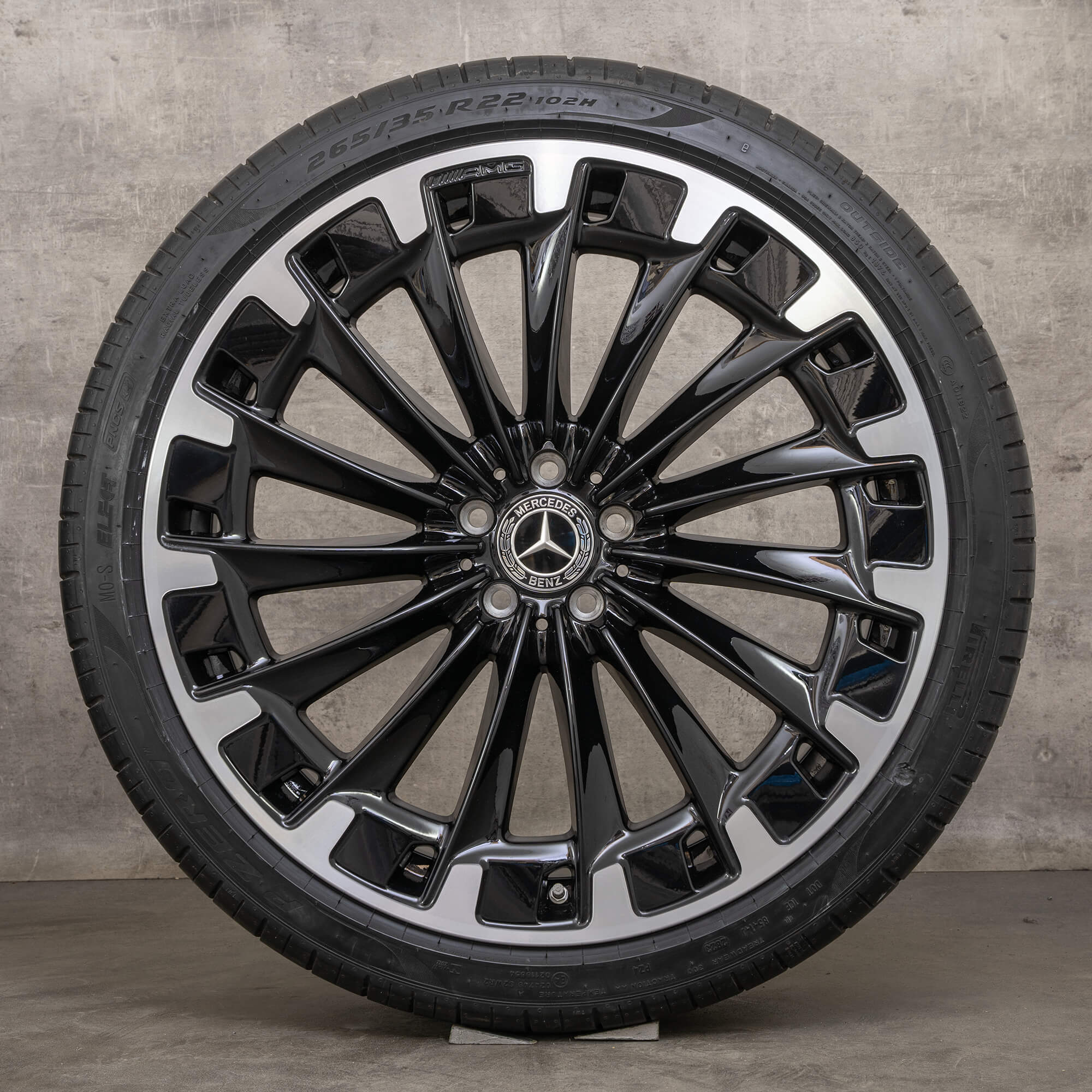 Originele AMG Mercedes Benz EQE X294 SUV zomerwielen 22 inch velgen zwart hoogglans gedraaide zomerbanden