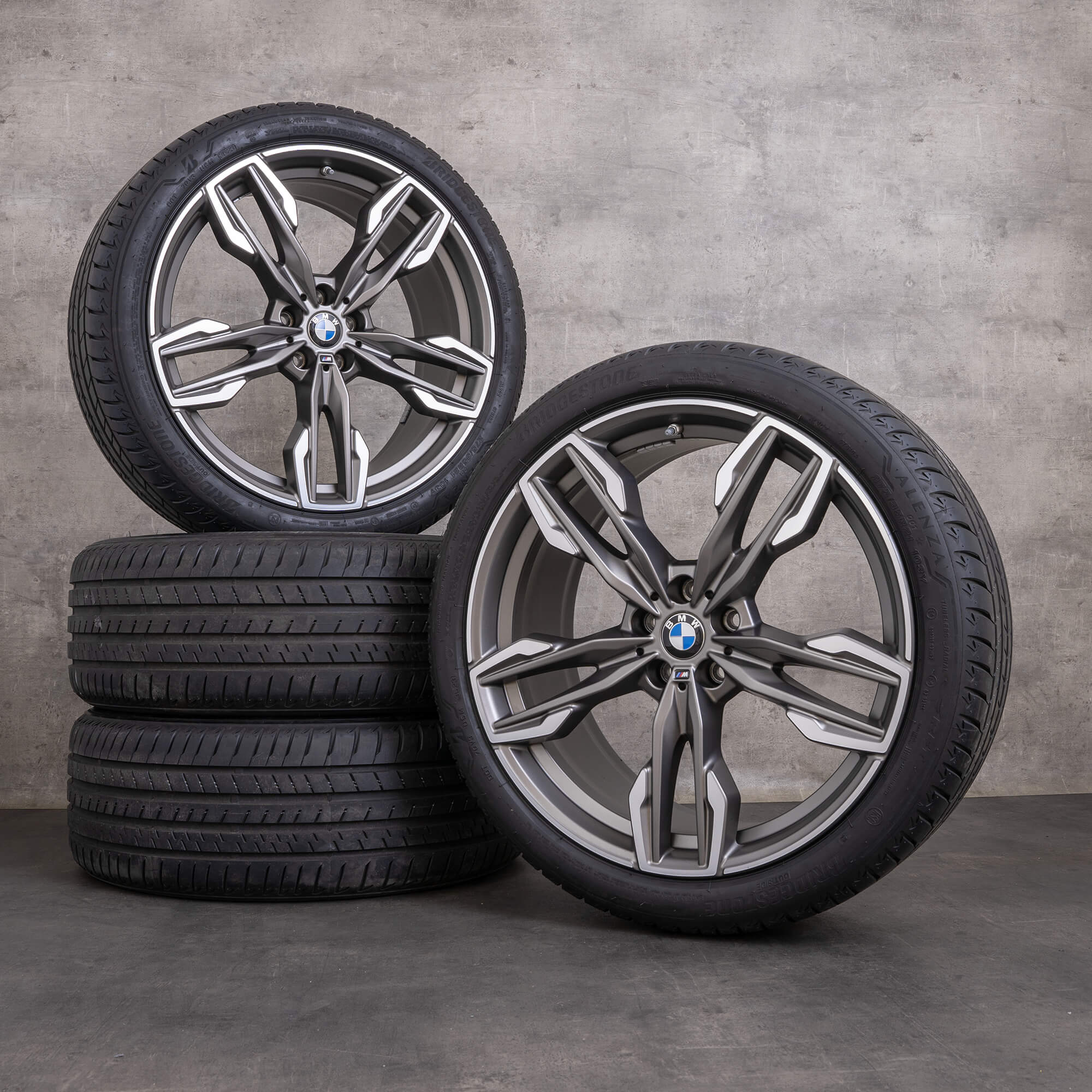 Originele BMW X3 X4 velgen 21 inch G01 G02 zomerwielen styling 718 M 8053455 8053456 titanium mat glanzend gedraaid