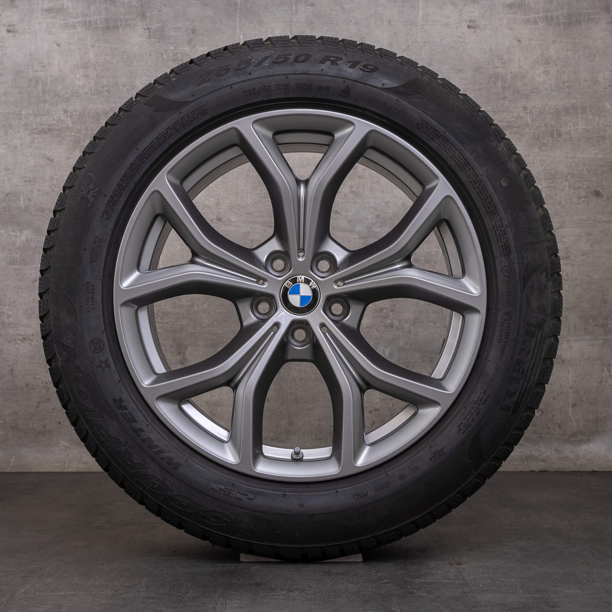 Originais BMW X5 X6 jantes e pneus inverno 19 polegadas G05 G06 styling 735 6883752 ferric grey brilho dianteiro