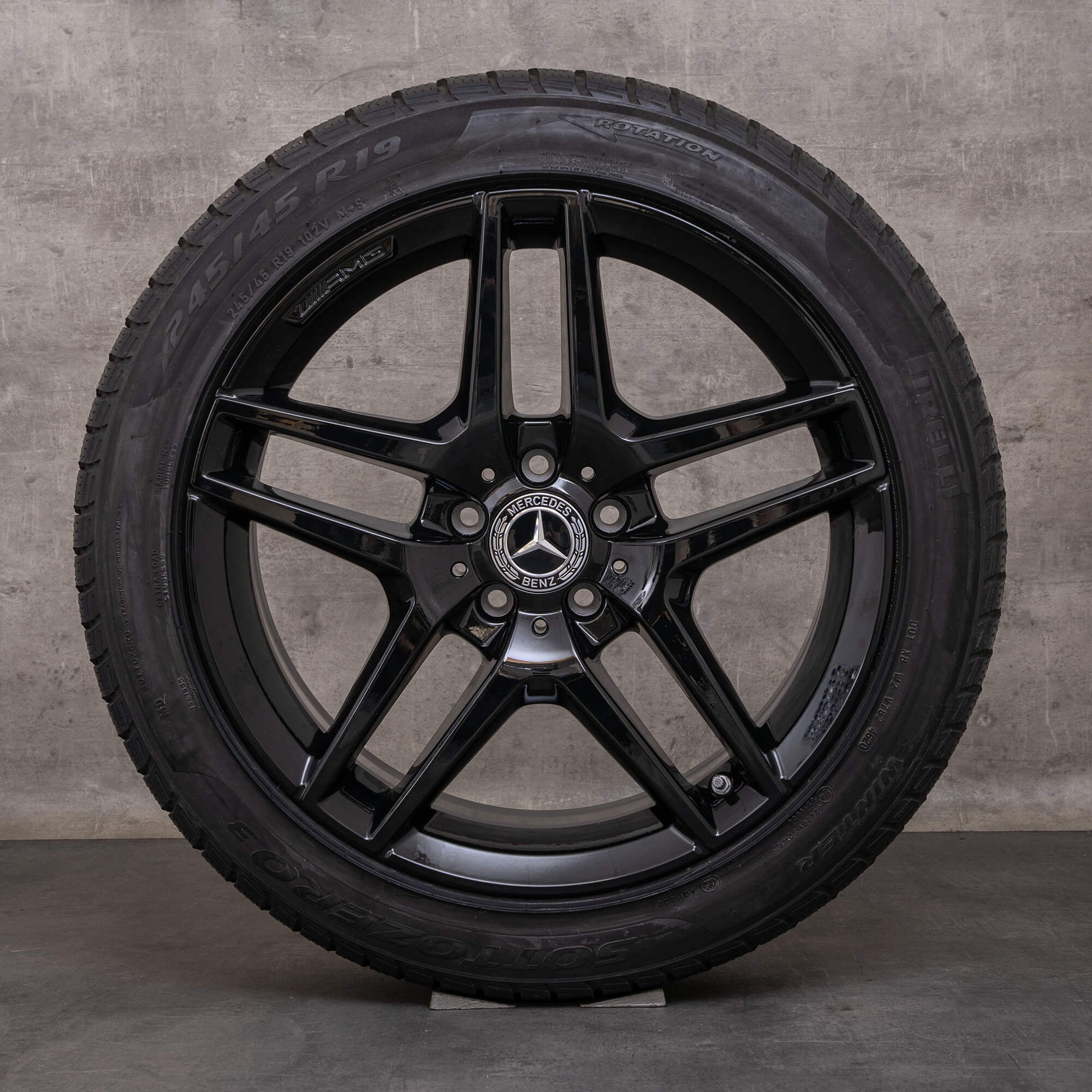 Alkuperäiset Mercedes Benz S-sarjan AMG talvirenkaat 19 tuuman W222 A217 C217 vanteet A2224010000 musta kiiltävä