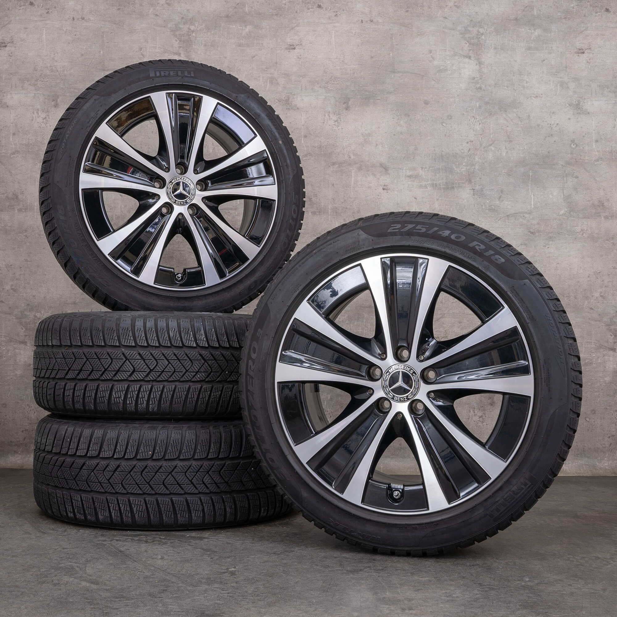 Alkuperäiset Mercedes Benz E-sarjan talvirenkaat 18 tuuman W213 S213 C238 A238 vanteet A2134013700 A2134015300 musta Kiillotettu