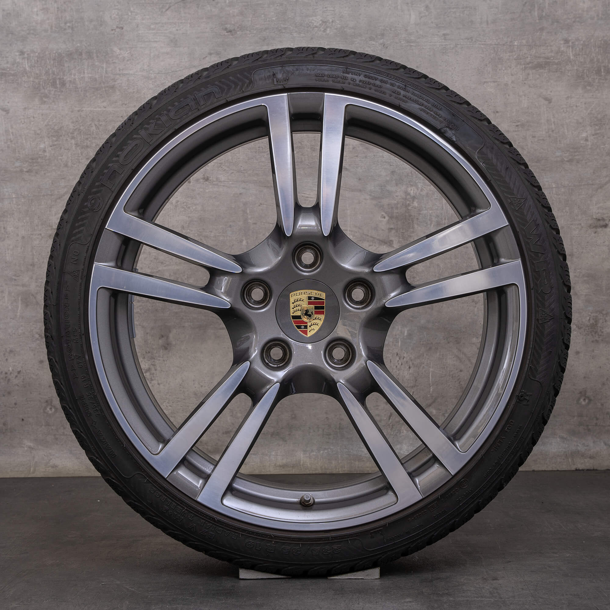 Original Porsche 997 Felgen 19 Zoll Turbo S Sommerräder 99736215605 99736216202 titan glanzgedreht