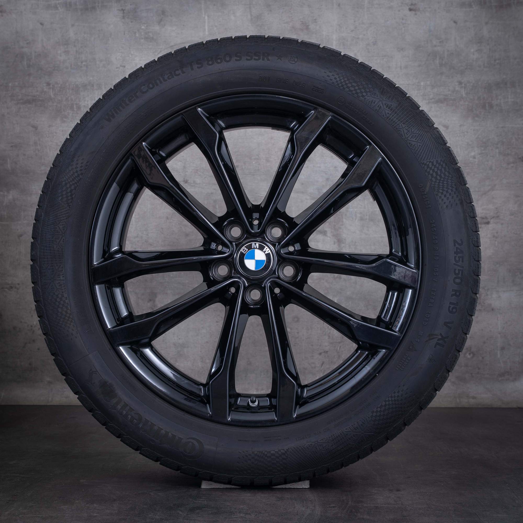 Roues hiver d'origine BMW X3 X4 19 pouces G01 G02 style 691 6877325 noir jais uni - roue 3 sur 4