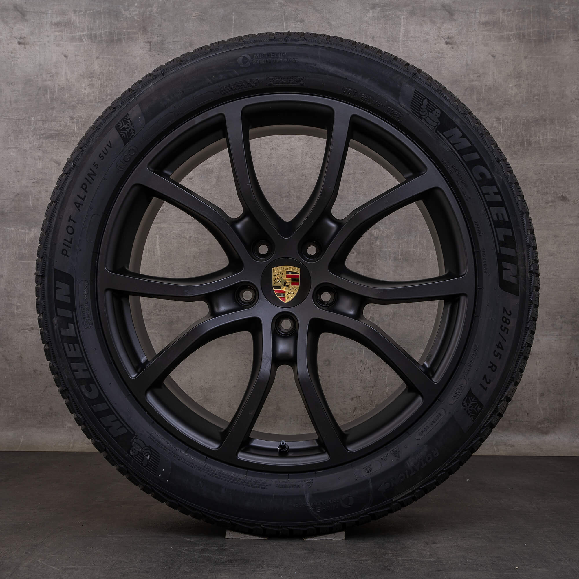 Original Porsche Cayenne Winterräder 21 Zoll 9YA II Felgen 9Y0601025BH 9Y0601025BJ schwarz matt