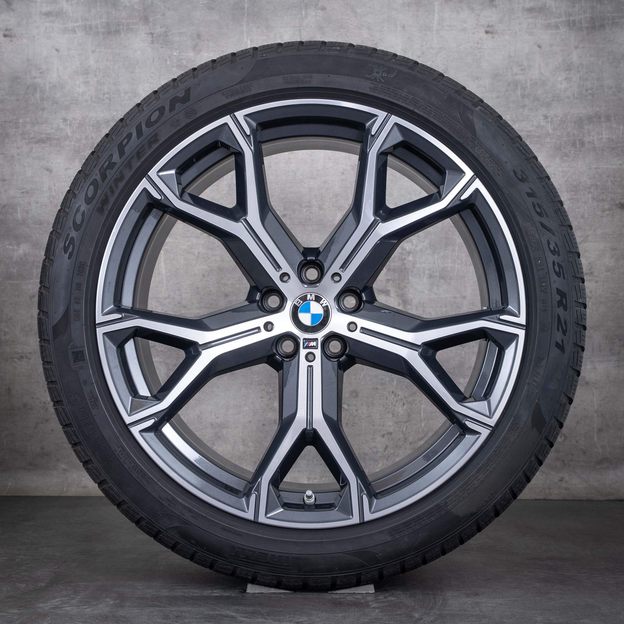 Oryginalne koła zimowe BMW X5 X6 21 cali G05 G06 felgi stylizacja 741 M 8071998 8071999 orbit szary polerowane