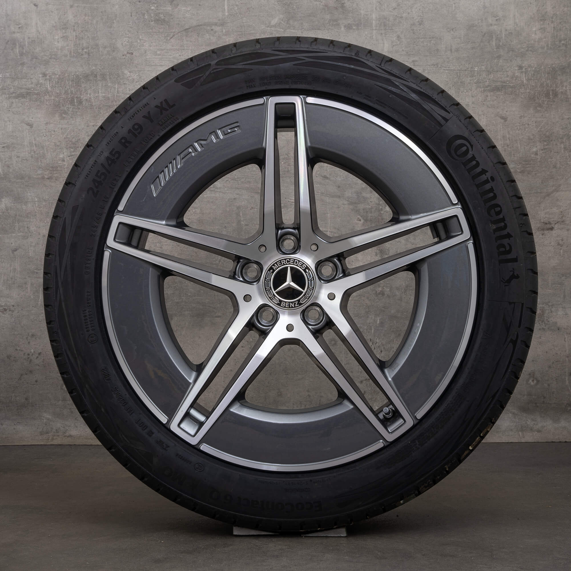 Originale Mercedes Benz E-klasse AMG fælge 19 tommer W214 S214 sommerdæk A2144010300 A2144010400 himalaya grey glossy turned