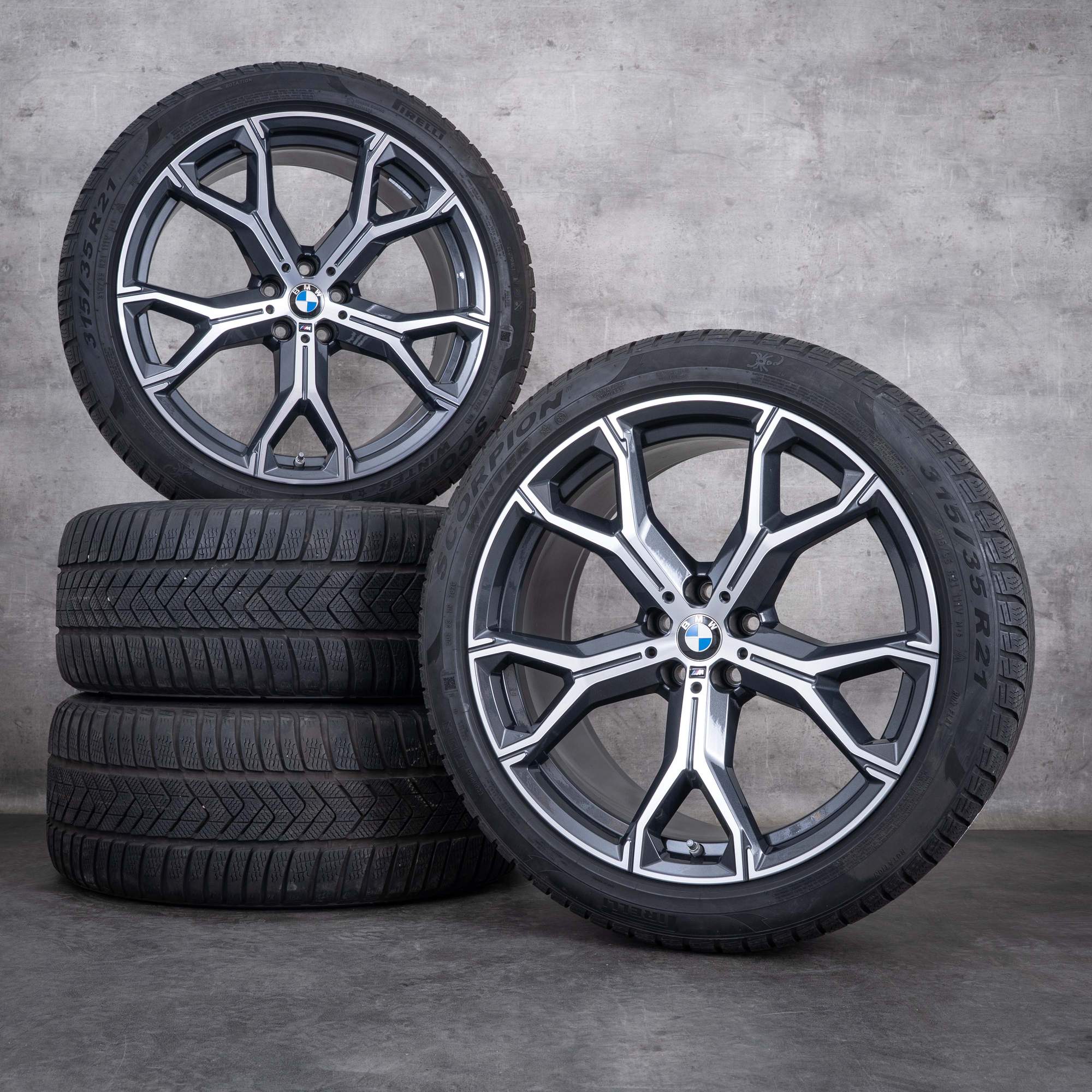 Originales BMW X5 X6 ruedas de invierno 21 pulgadas G05 G06 llantas estilo 741 M 8071998 8071999 órbita gris pulido convertido