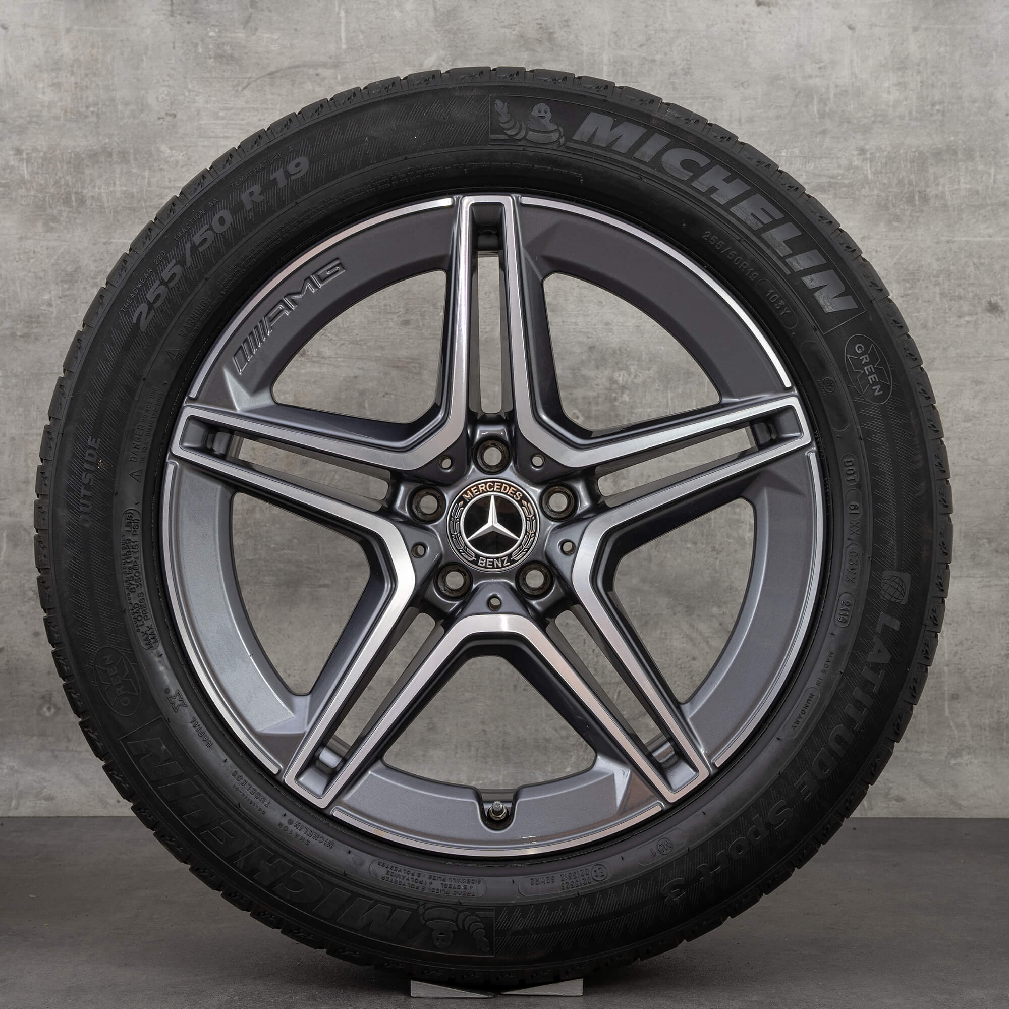 Orijinal Mercedes Benz GLC & 43 AMG jantlar 19 inç C253 yaz jant lastik A2534015300 A2534015400 himalaya gri parlak tornalanmış