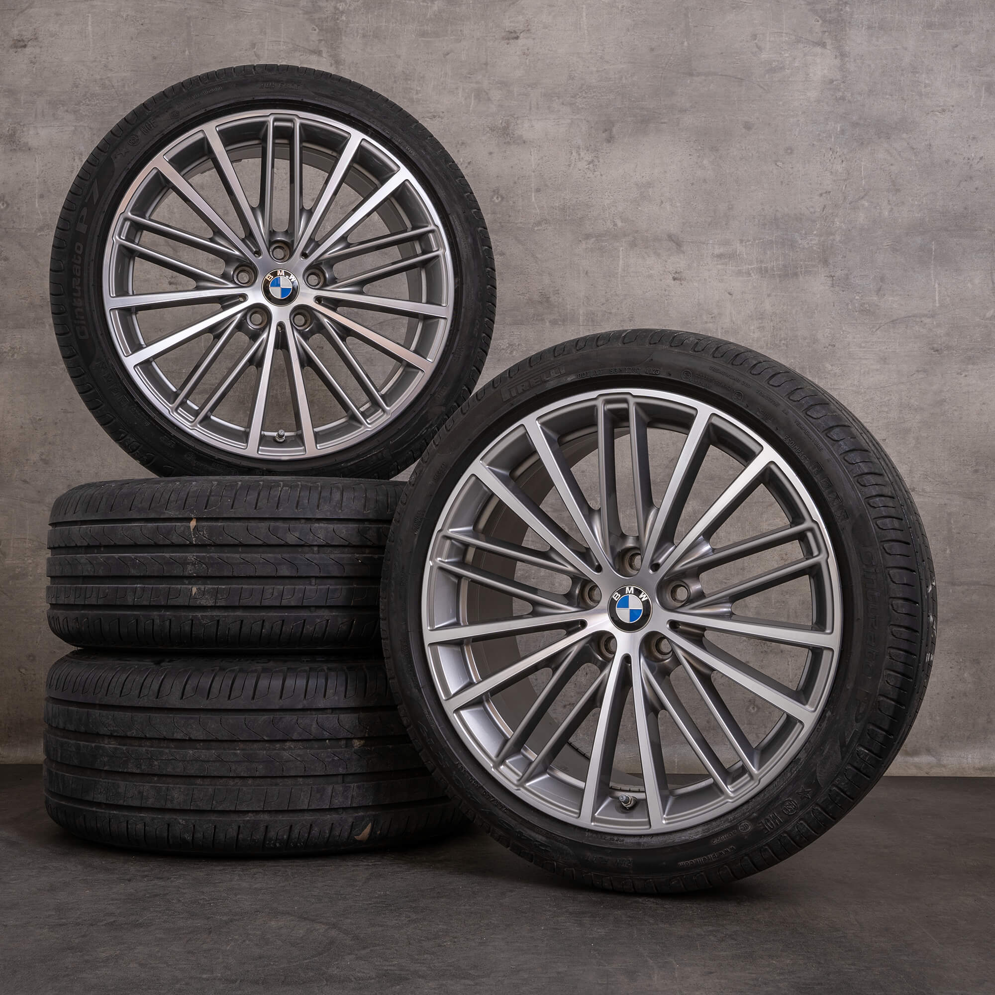 Original BMW 5er Felgen 19 Zoll G30 G31 Sommerräder Styling 635 6863422 6863423 ferricgrey glanzgedreht