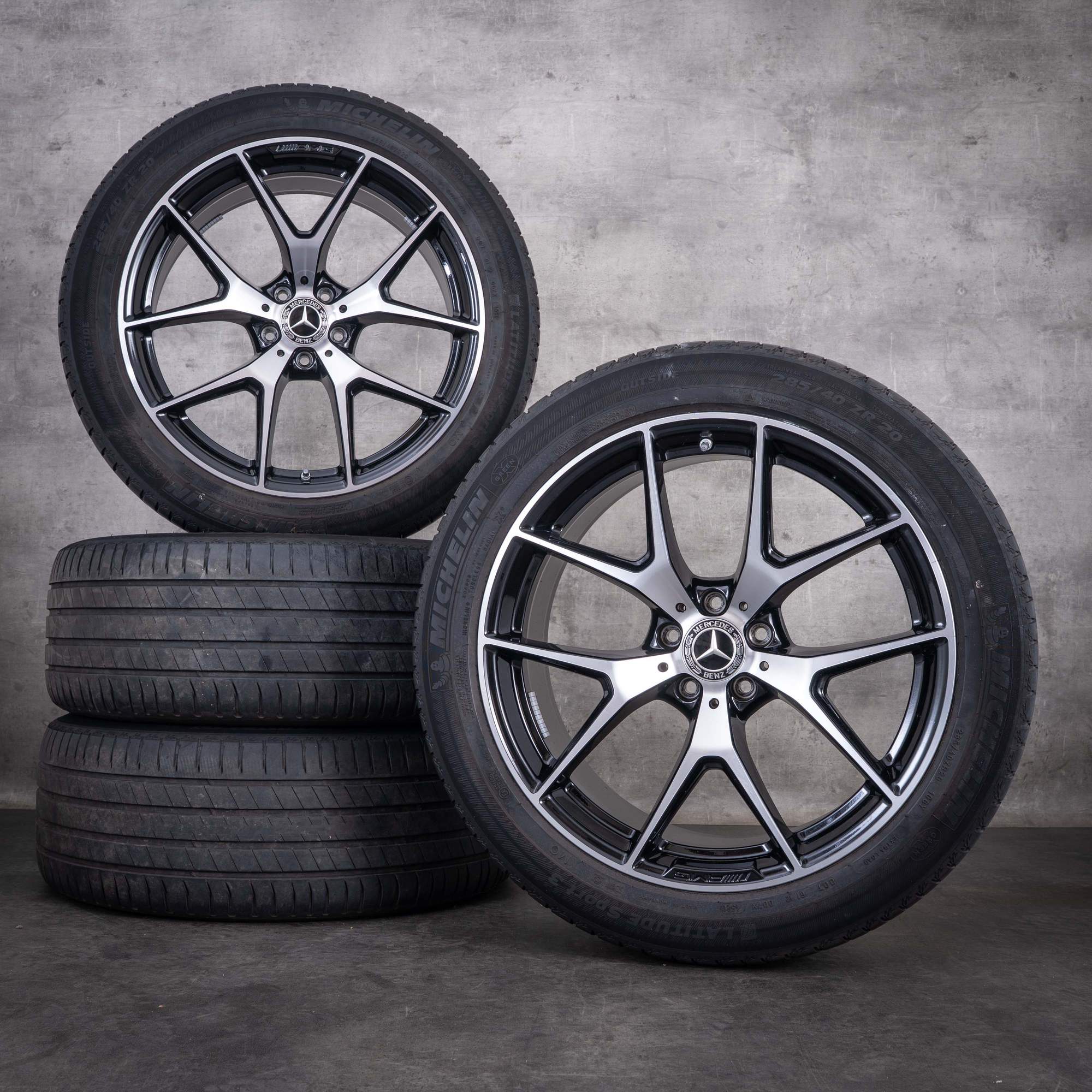 Jante originale Mercedes-Benz GLC și 43 AMG de 20 de inci X253 C253 Jante de vară Anvelope de vară coduri A2534015500 și A2534015600 negre diamantate