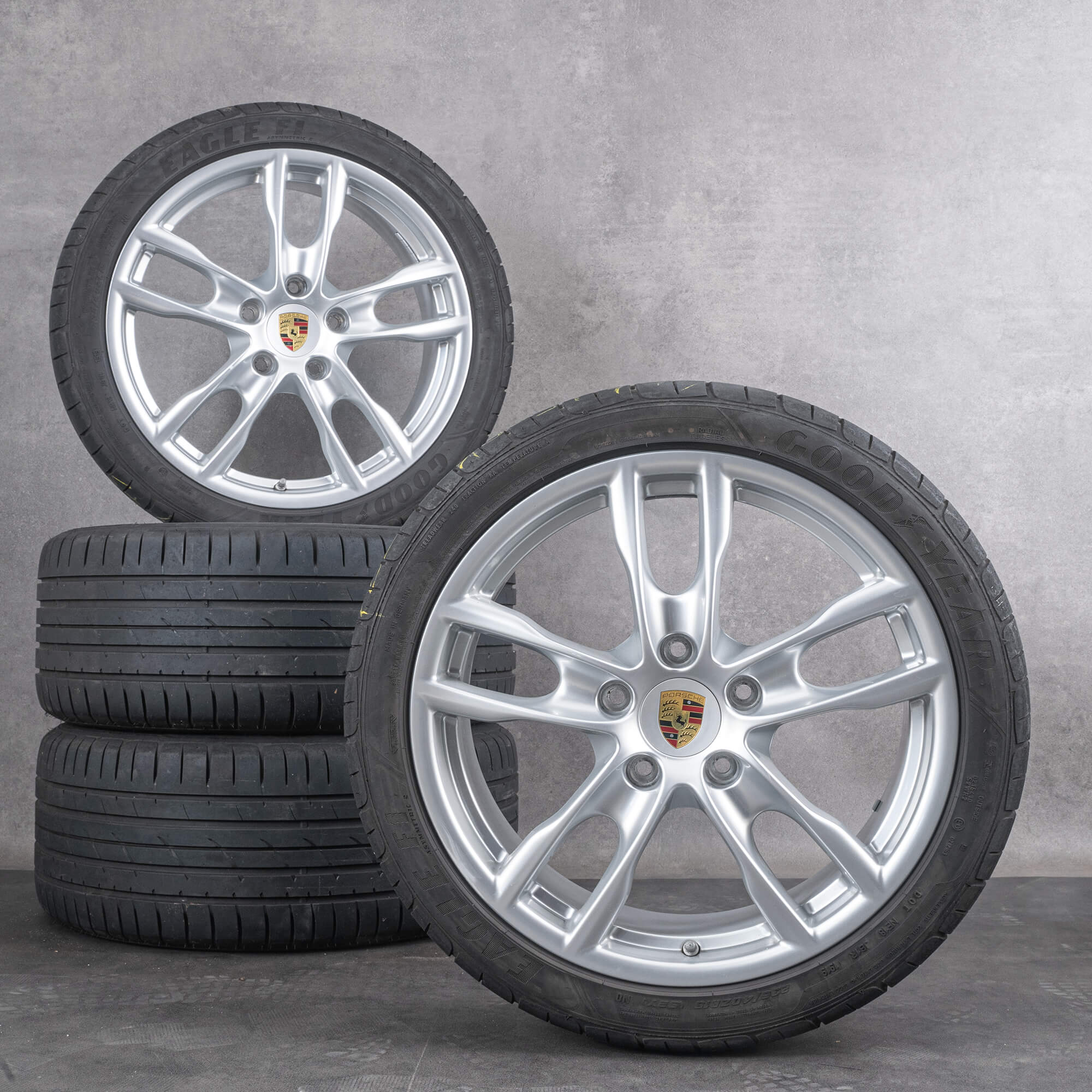 Llantas originales Porsche Boxster Cayman 981 de 19 pulgadas 718 ruedas verano 98136214002 98136214303 Brilliantchrome Metallic