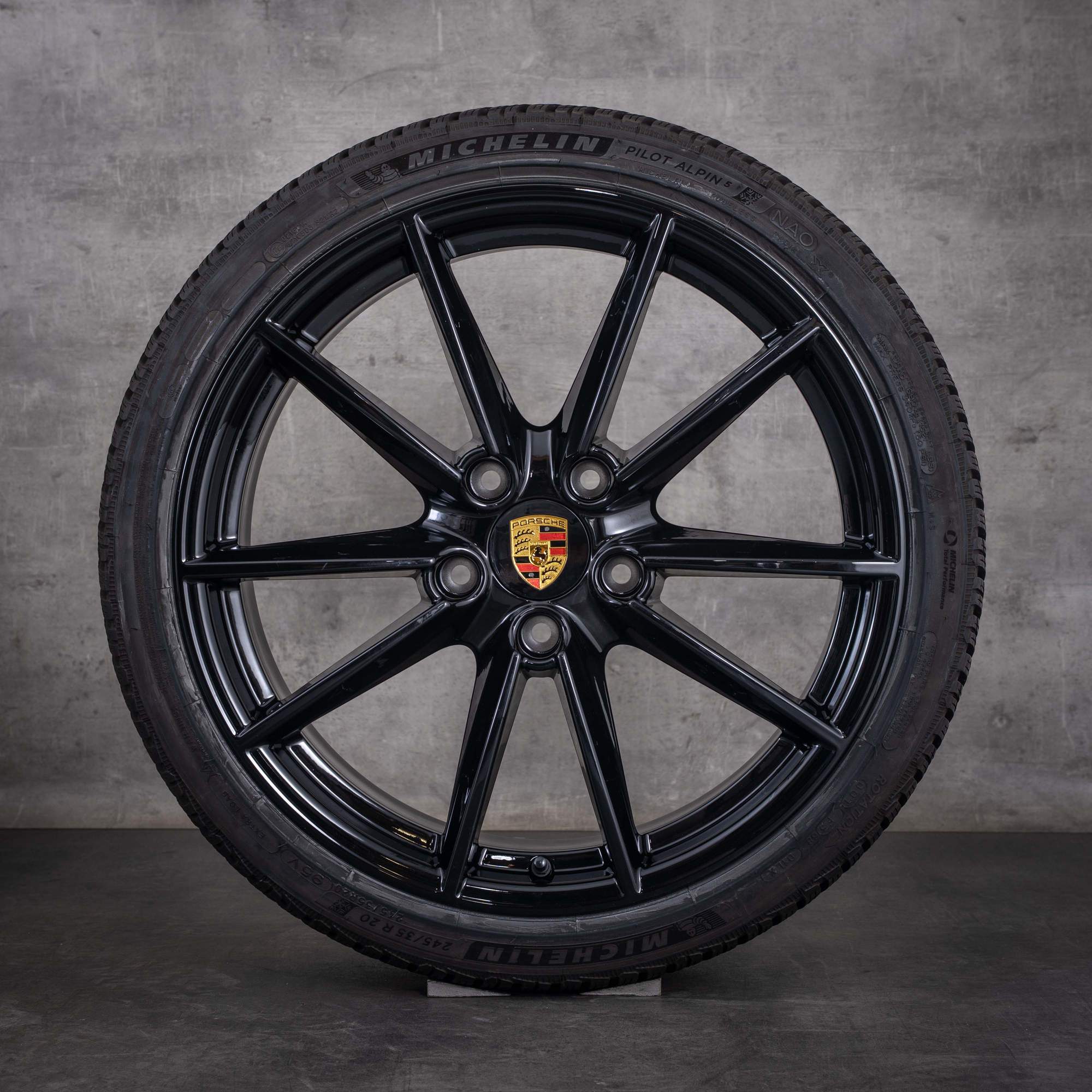 Porsche 992 I Winterräder 20 21 Zoll Felgen 992601025C 992601025E Carrera S Rad schwarz glanz - Rad 1 von 4