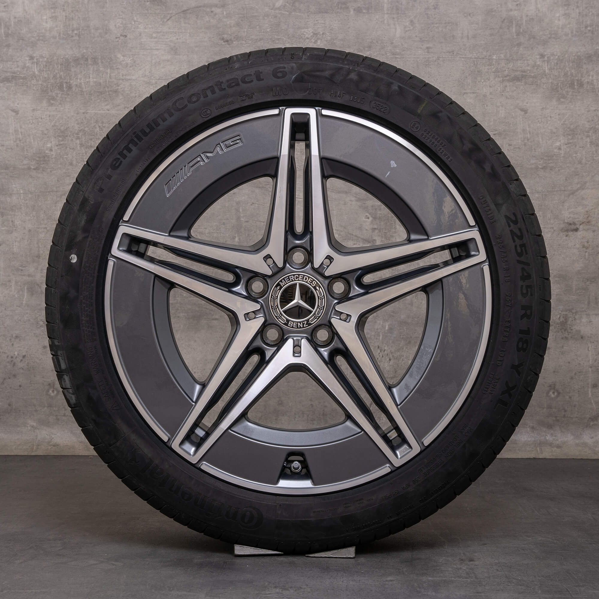 OEM Mercedes Benz C-Class 18 inch AMG rims W206 S206 summer tires A2064011700 A2064011800 himalaya grey glossy turned