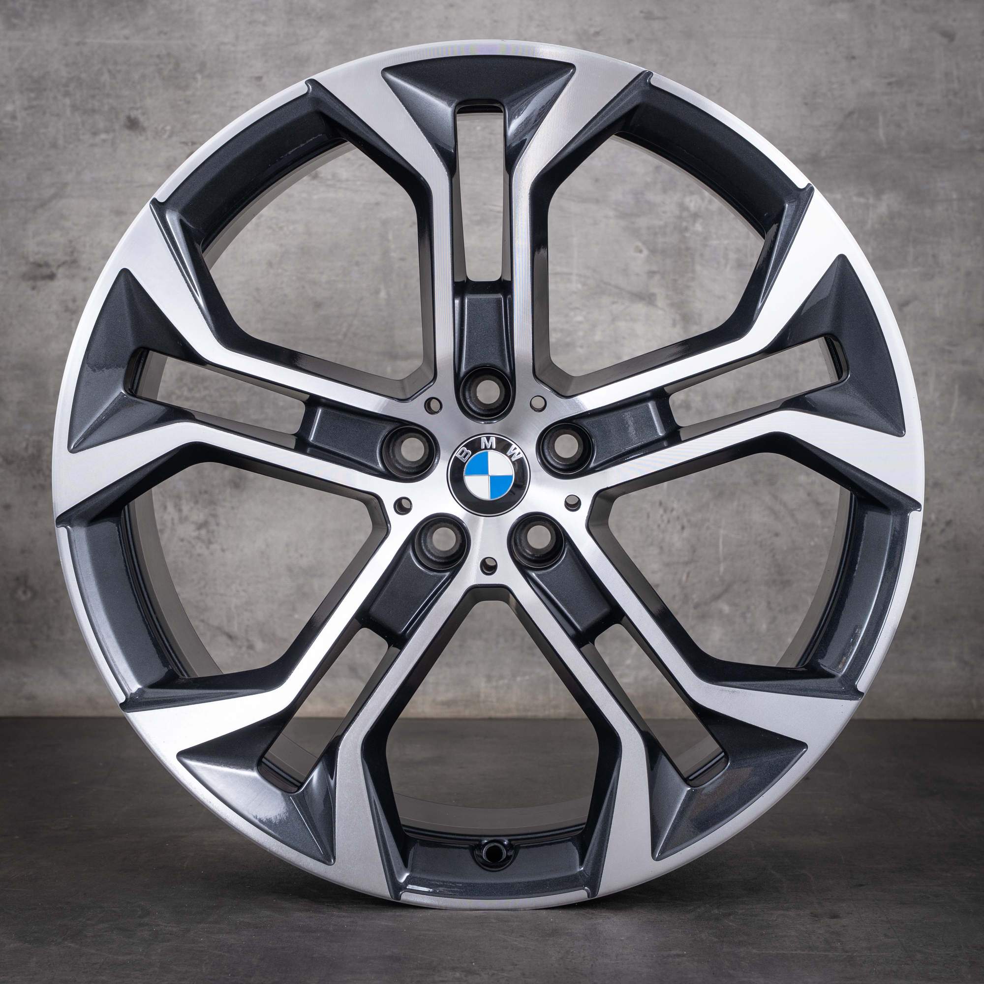 Original BMW X5 X6 Felgen 21 Zoll G05 G06 Sommerräder Styling 744 6885459 6885460 midnight grey glanzgedreht