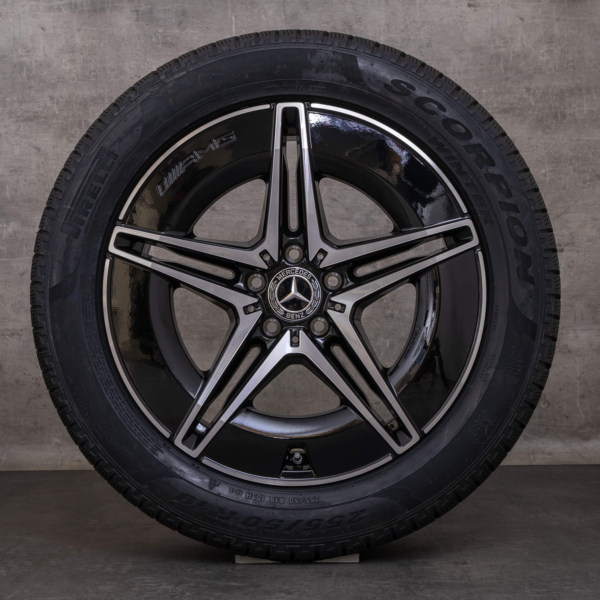 Oryginalne koła zimowe Mercedes Benz EQC AMG 19 cali felgi N293 A2934011500 A2934011600 czarne polerowane toczone