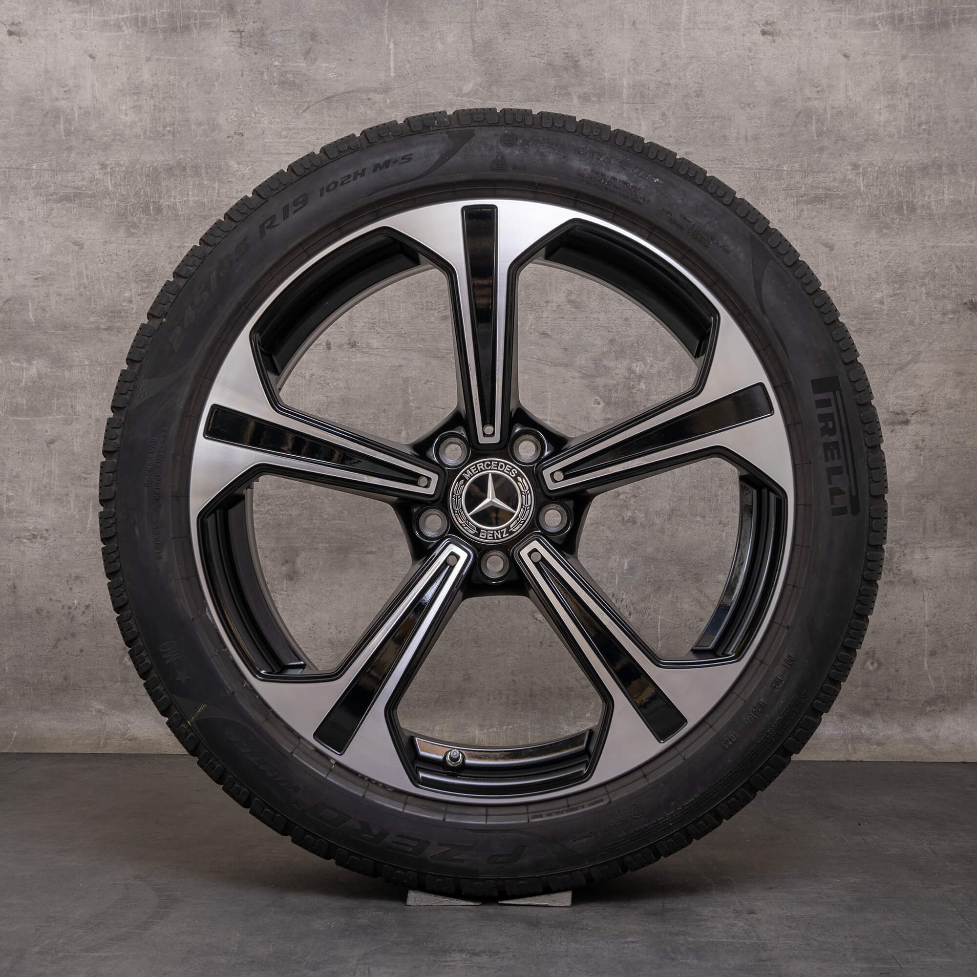 Originale Mercedes Benz E-klasse vinterhjul 19 tommer W214 S214 fælge A2144013600 A2144013700 sort poleret