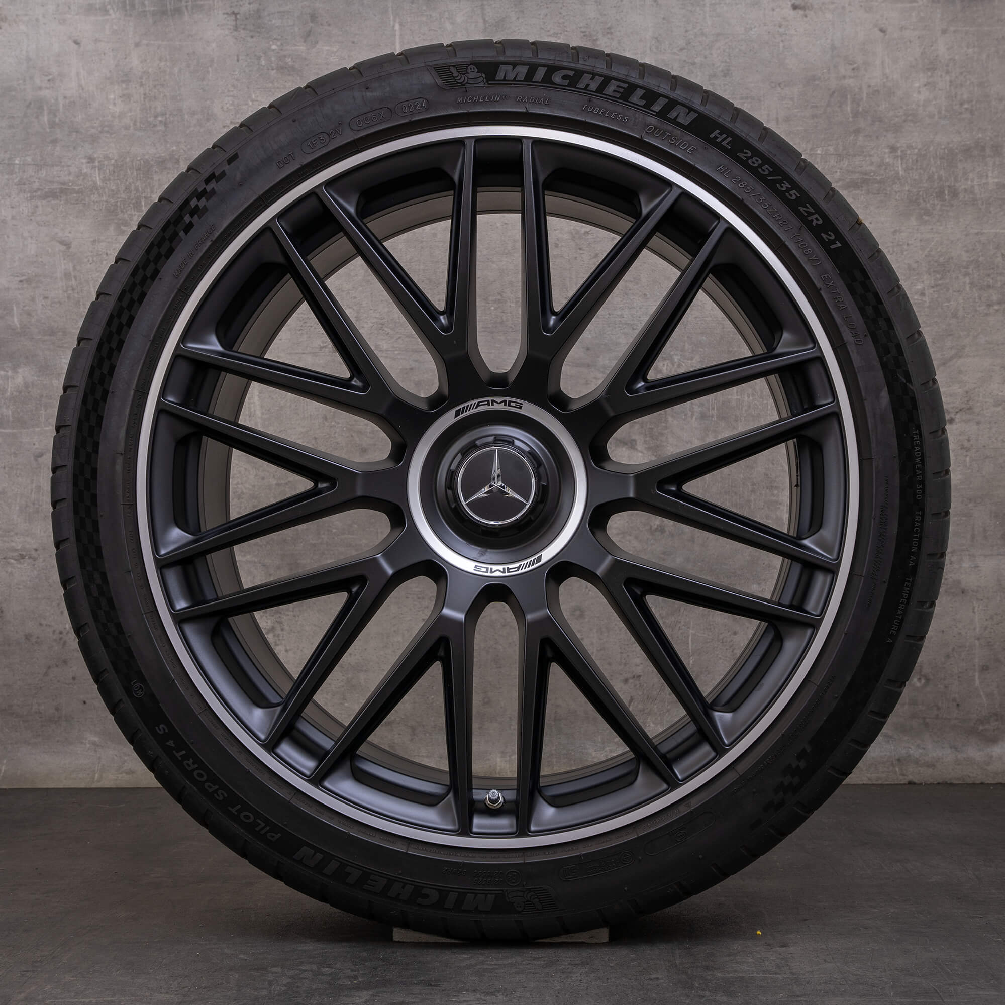 Alkuperäiset Mercedes-Benz S-sarjan S 63 AMG E Performance -talvirenkaat 21 tuumaa V223-vanteet A2234012300 A2234012400 mattamusta diamond cut UUDET