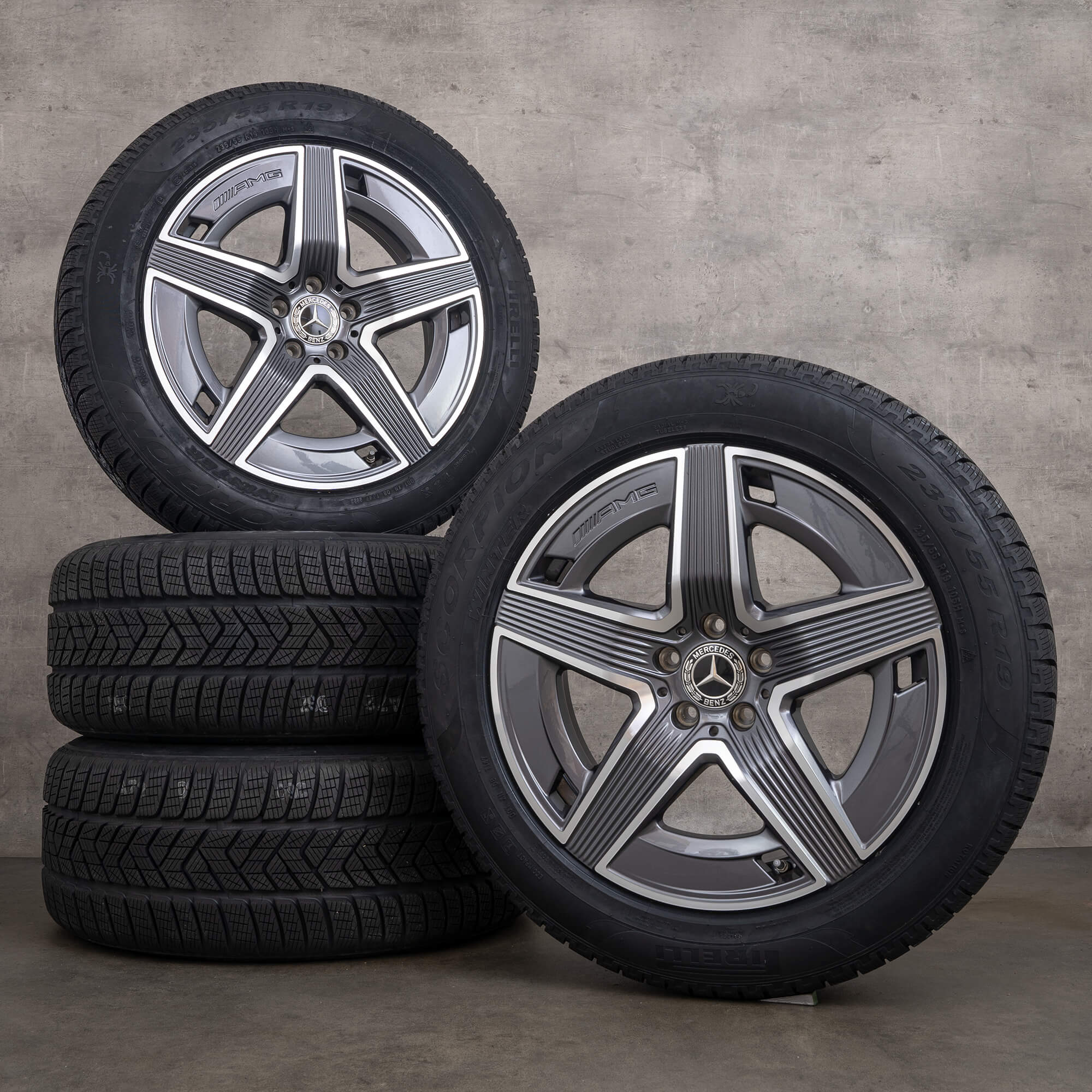 Originale Mercedes Benz GLC SUV vinterhjul 19 tommer X254 C254 fælge A2544010400 himalya grey glossy turned NEW