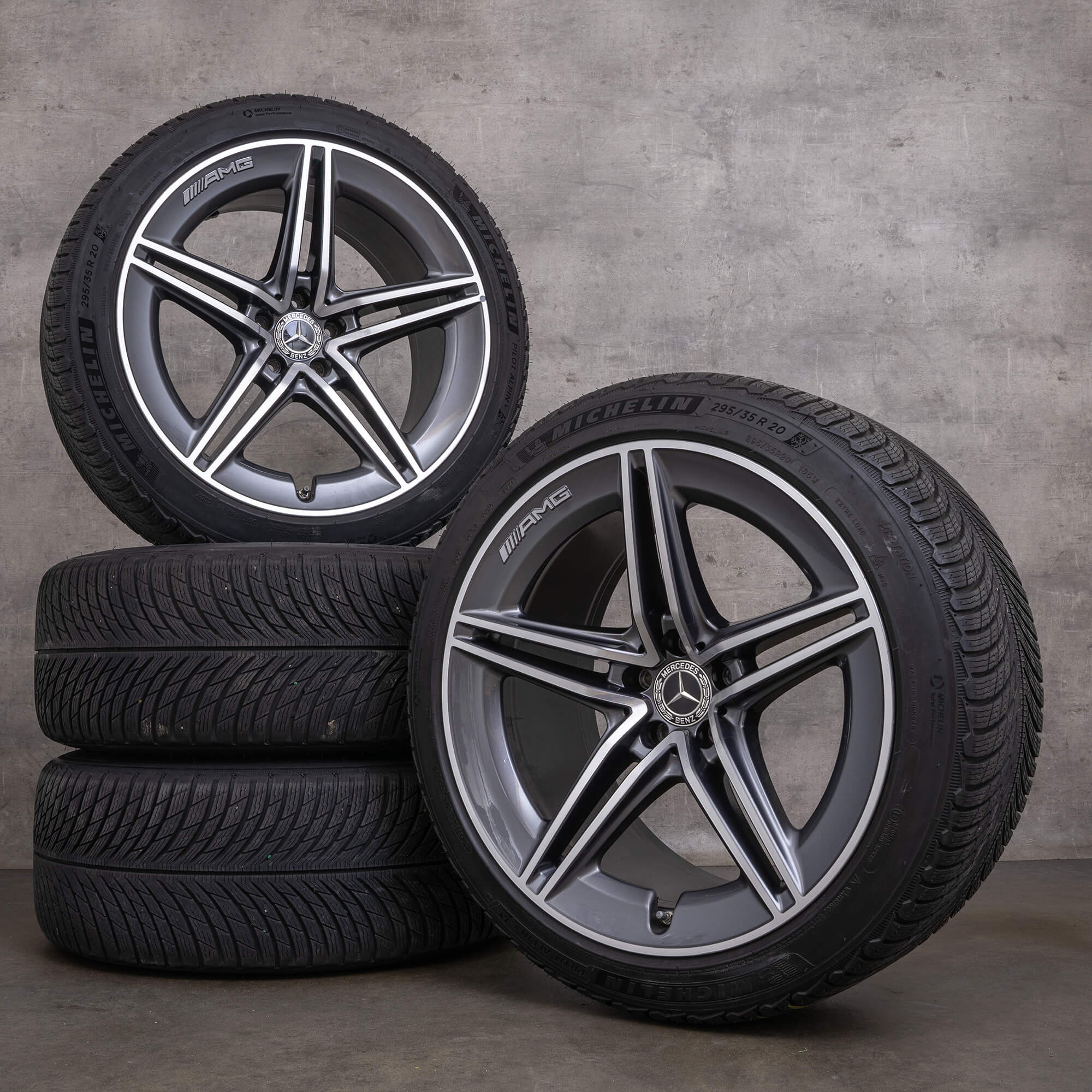 Originele Mercedes Benz AMG GT 43 53 63 63S wintervelgen 20 inch X290 velgen A2904010400 A2904010500 himalayagrijs glanzend gedraaid